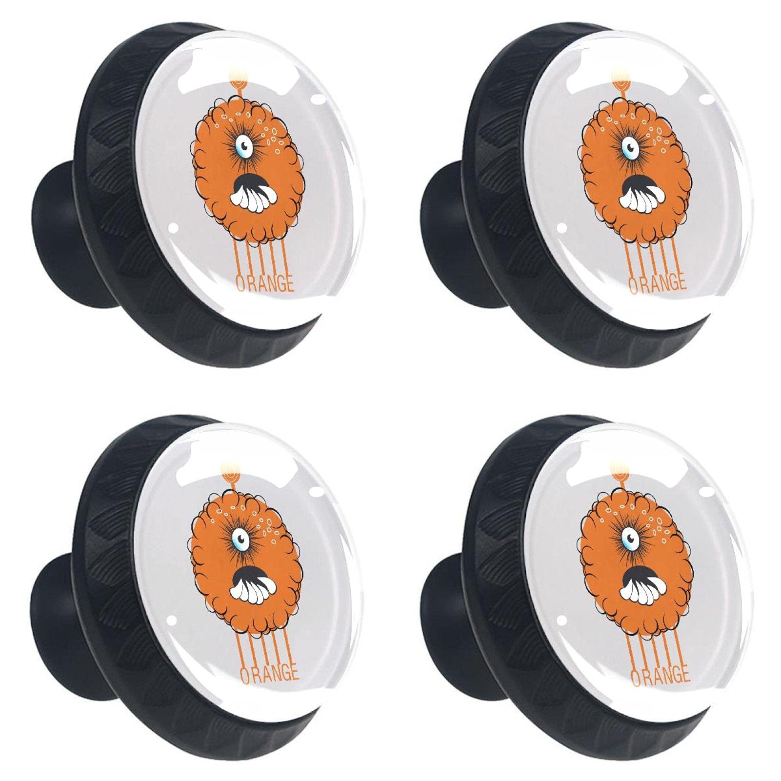 Bouton en verre pour meuble de cuisine lot de 4 poignées de tiroir orange