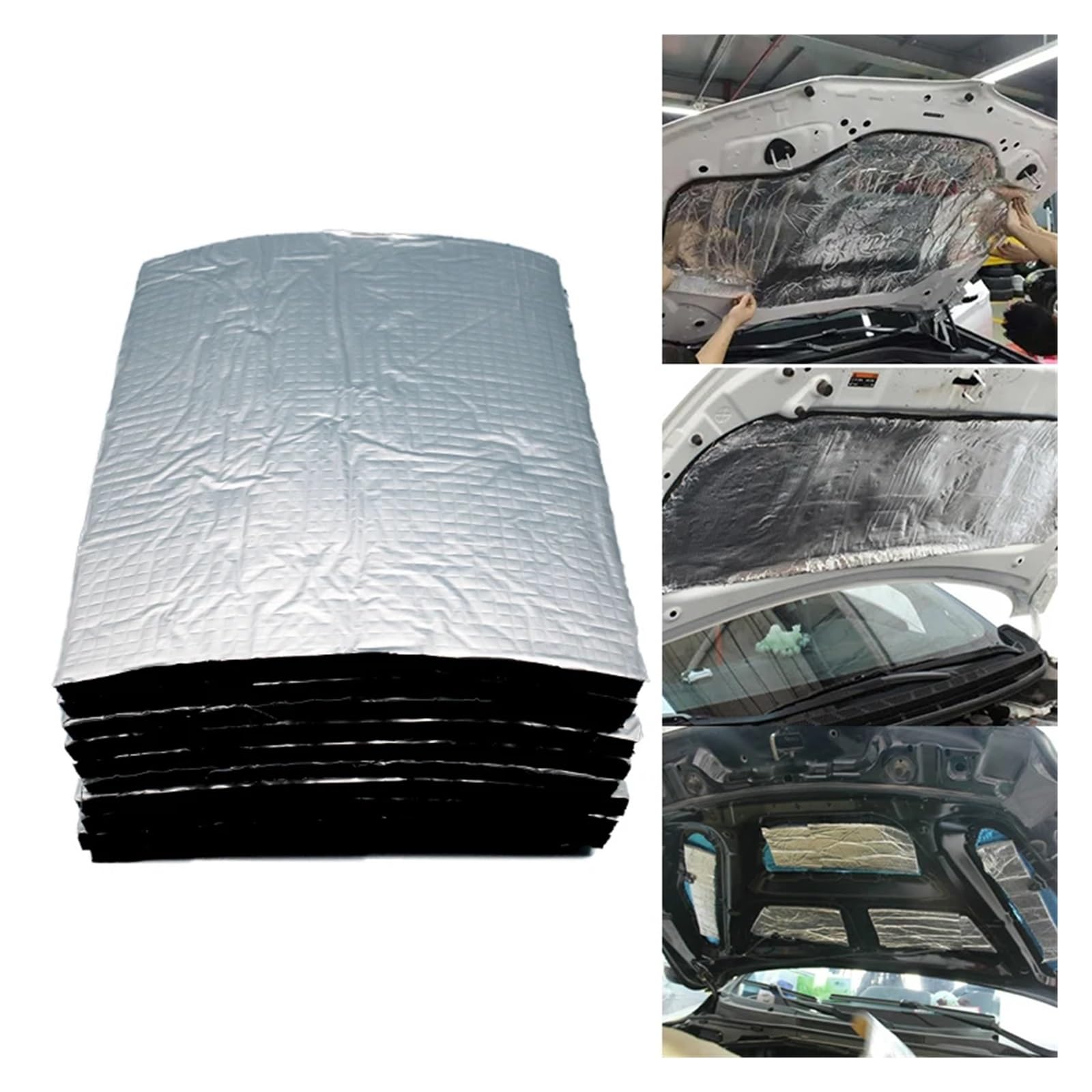 Espuma de aluminio autoadhesiva 10 Uds. Estera de aislamiento térmico amortiguador sonido 10mm for coche y furgoneta, acústico for capó , estera for motor