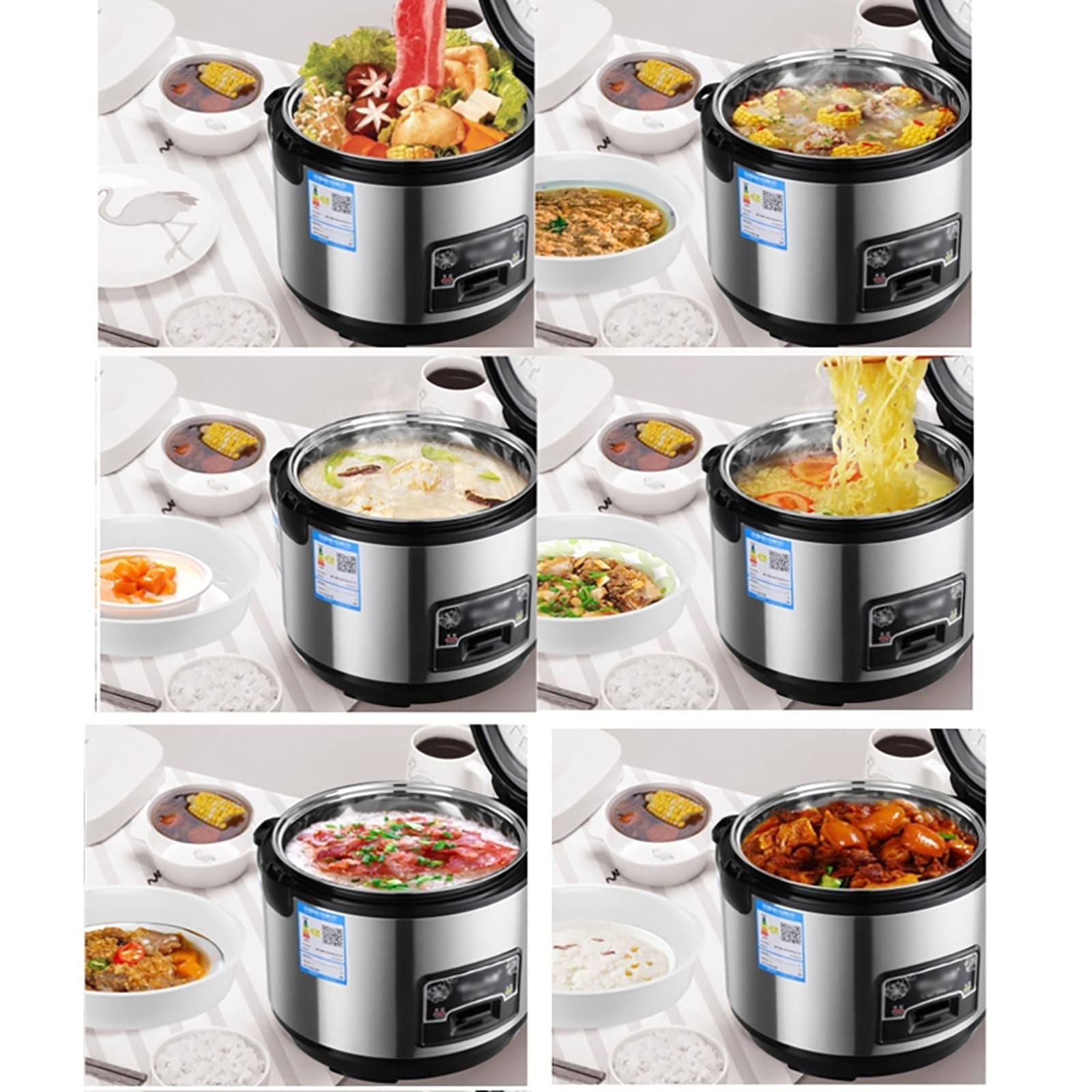 Cuociriso e vaporiera, capacità 2-6 l, pentola interna in acciaio inox, ideale per cucinare riso e verdure al vapore
