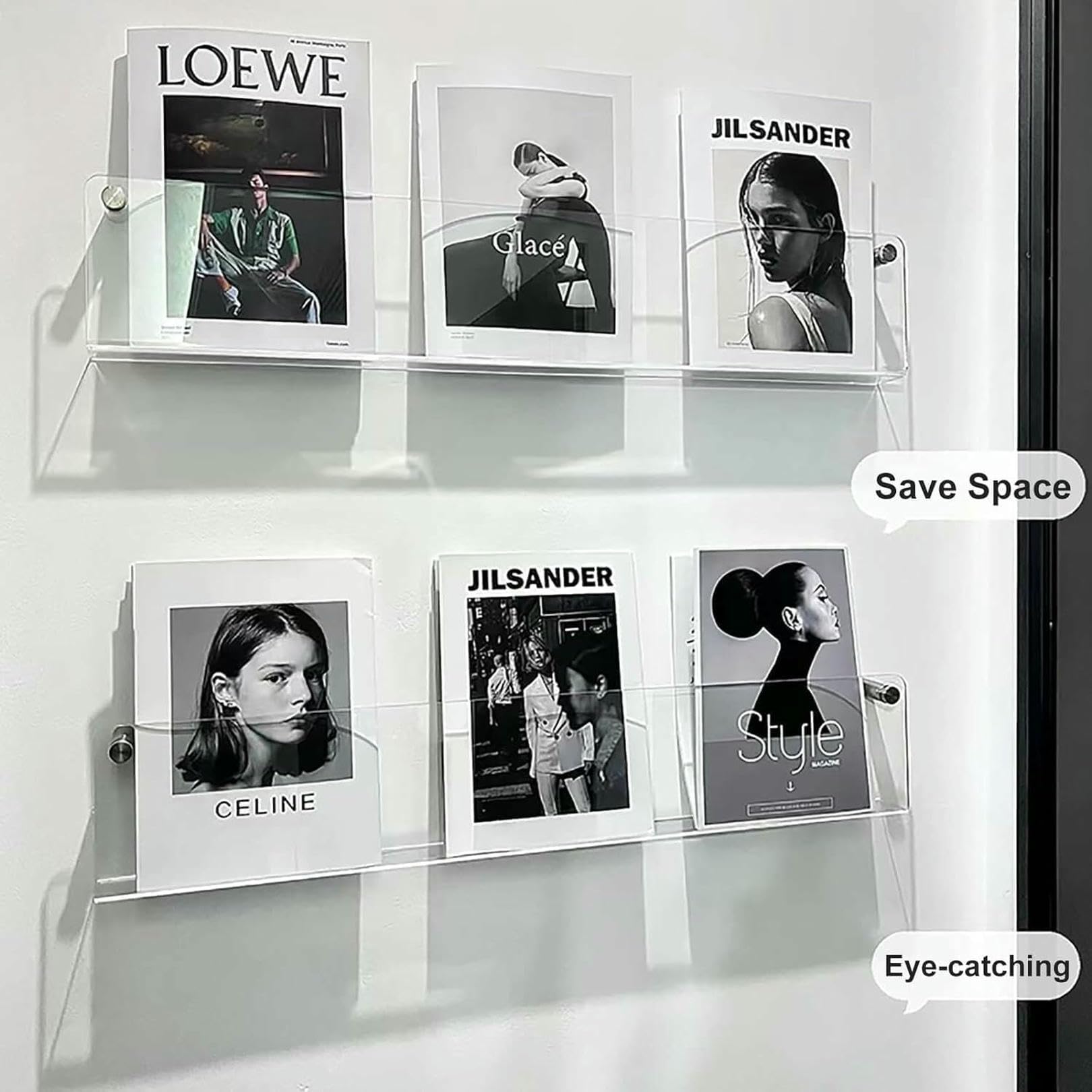 Wall-mounted Magazine Rack, Made Of Clear Acrylic, Sturdy And Easy To Install-