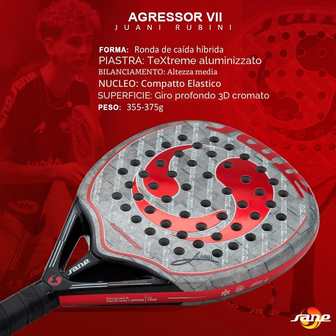 Racchetta da padel Sane AGRESSOR VII Juani Rubini