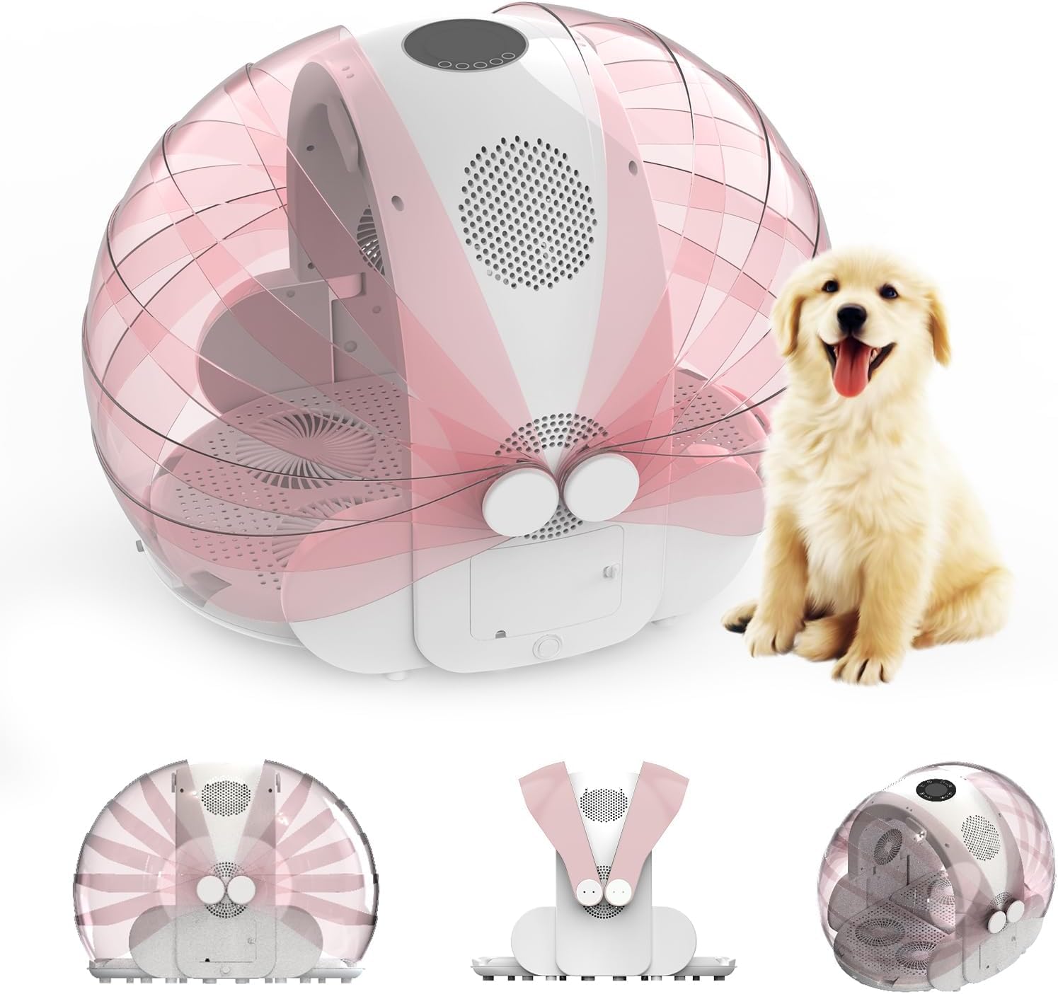 Secchiello automatico per animali domestici, silenzioso, per animali domestici, 600 W, flusso d'aria a 360°, pieghevole, asciugacapelli, asciugacapelli, asciugacapelli, asciugacapelli