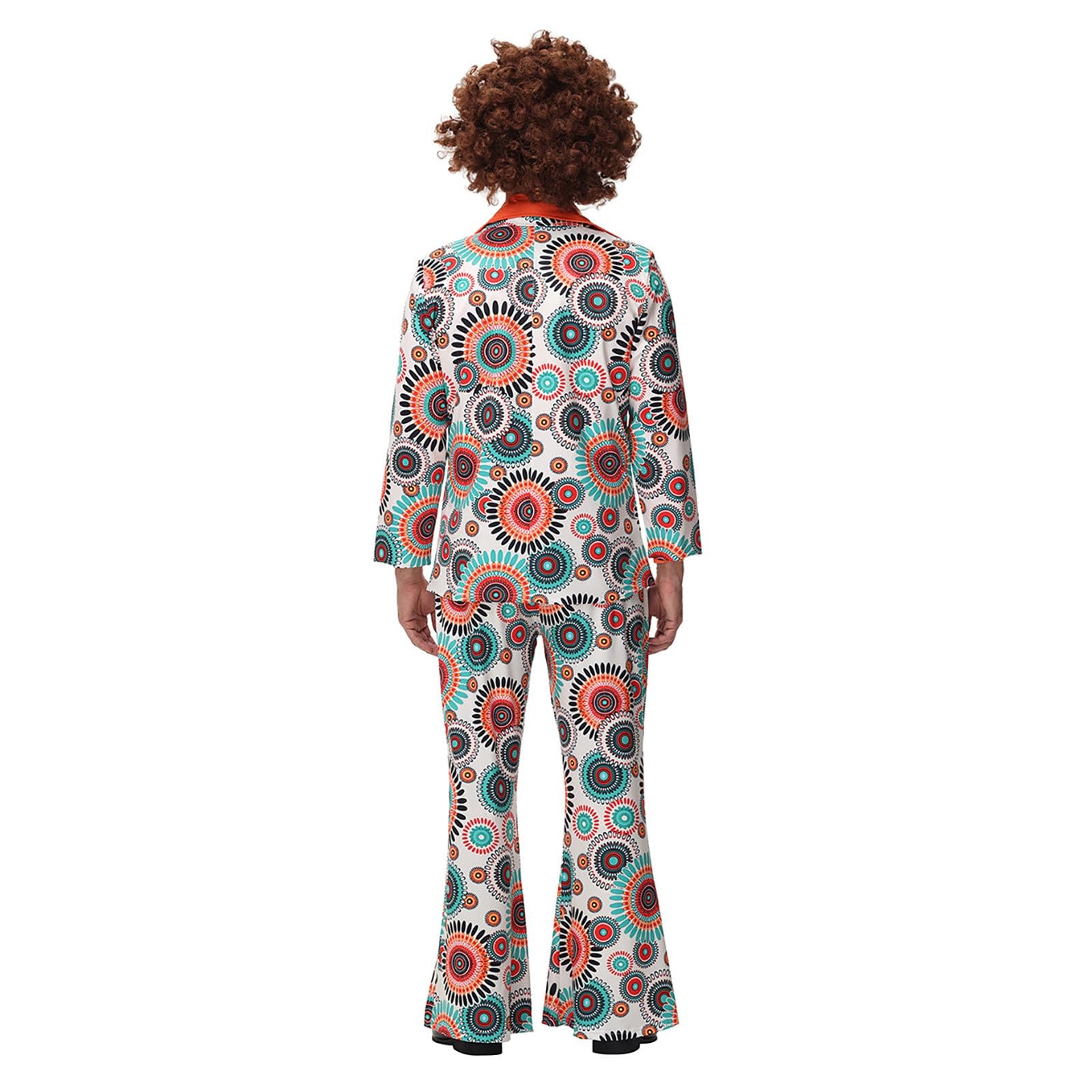 Disfraz de los años 70 para hombre, ropa de estilo hip, disfraz de discoteca de los años 80 y 90, disfraz de carnaval, chaqueta y pantalón con flores, cosplay, fiesta, disfraces, discoteca