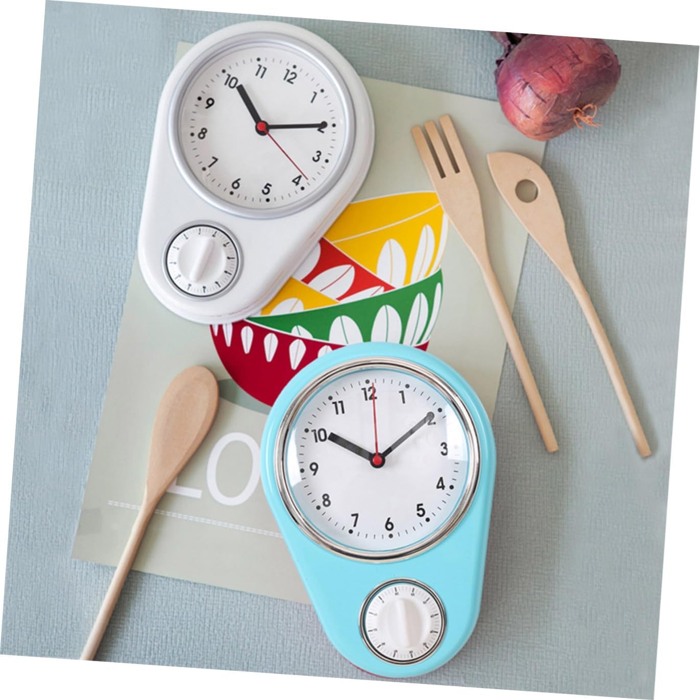 Cabilock Creative Kitchen Timer Wall Clock Household Mechanical Timer for Kitchen Easy Wall Hanging Battery Multifunctional Home Decor