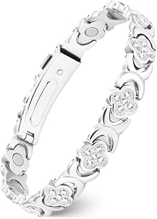 Feraco Pure Copper Magnetic Therapy Bracelet for Women: Pain Relief with 3800 Gauss Neodymium Magnets, CZ Infinite Clover, Adjustable Hypoallergenic Jewelry
