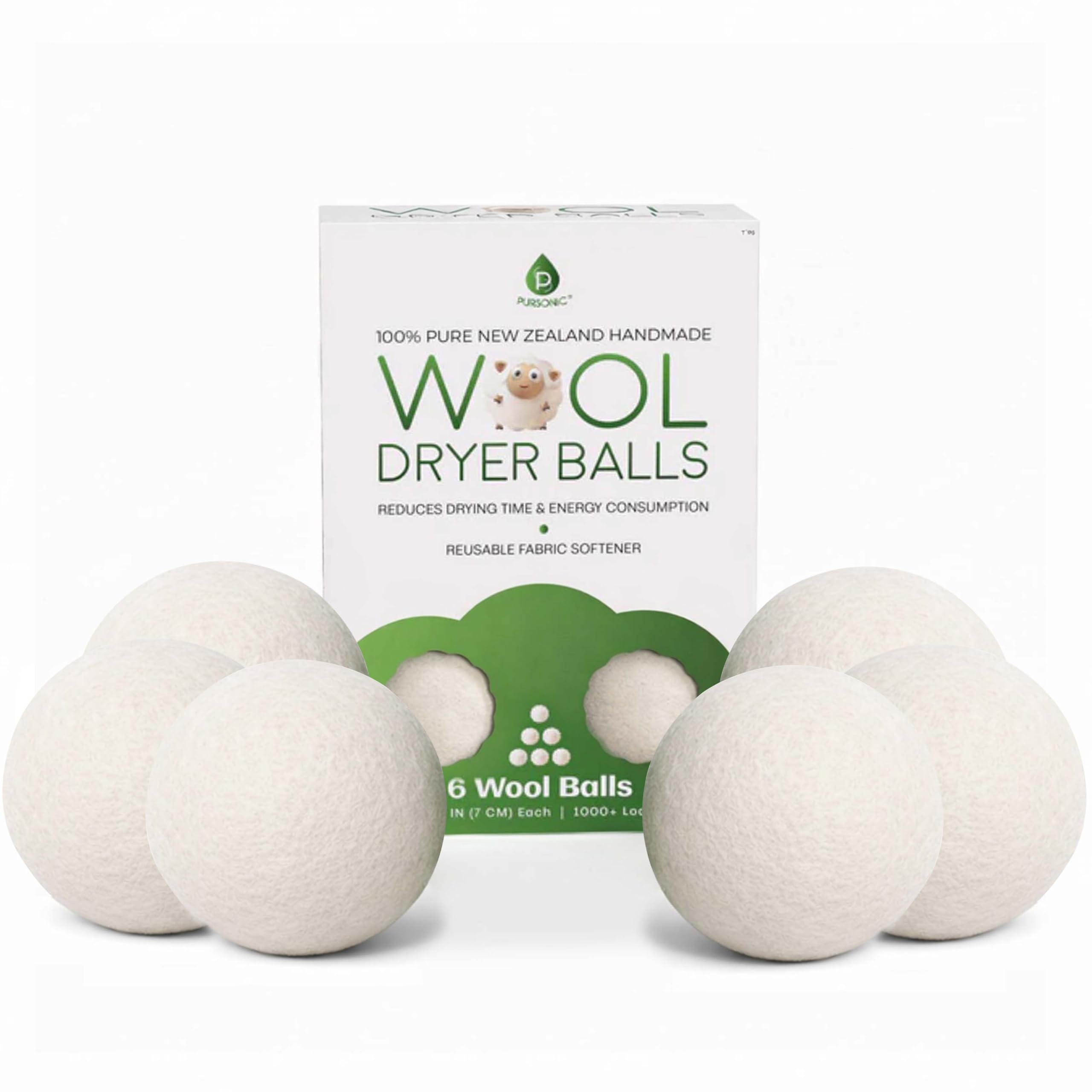 Amazon.com: Pursonic Laundry Wool Dryer Balls Made with 100% Pure
