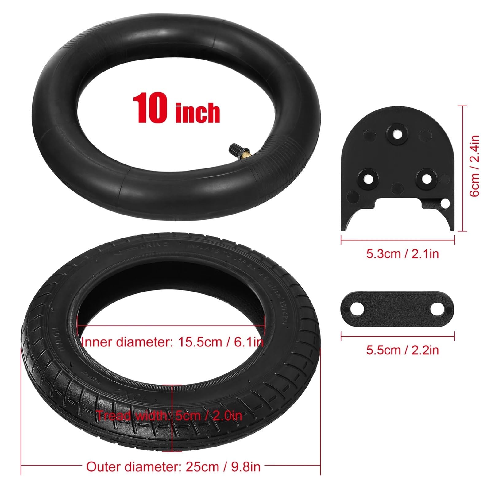 Camera D'aria Per Monopattino Elettrico Set di ruote di ricambio for pneumatici esterni con camera d'aria gonfiabile da 10 x 2,0 pollici