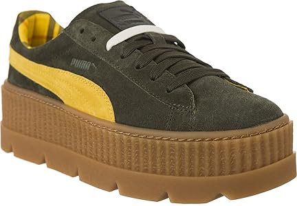 puma Rihanna FENTY スエード スニーカー カーキ/イエロー Amazon.co.jp: [プーマ] X Fenty Rihanna Cleated Creeper Suede