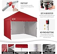 Vista 5 de CROWN SHADES Tienda de campaña comercial con toldo instantáneo comercial de 10 x 10 pulgadas con bloqueo central, tela 300D, 4 paredes laterales