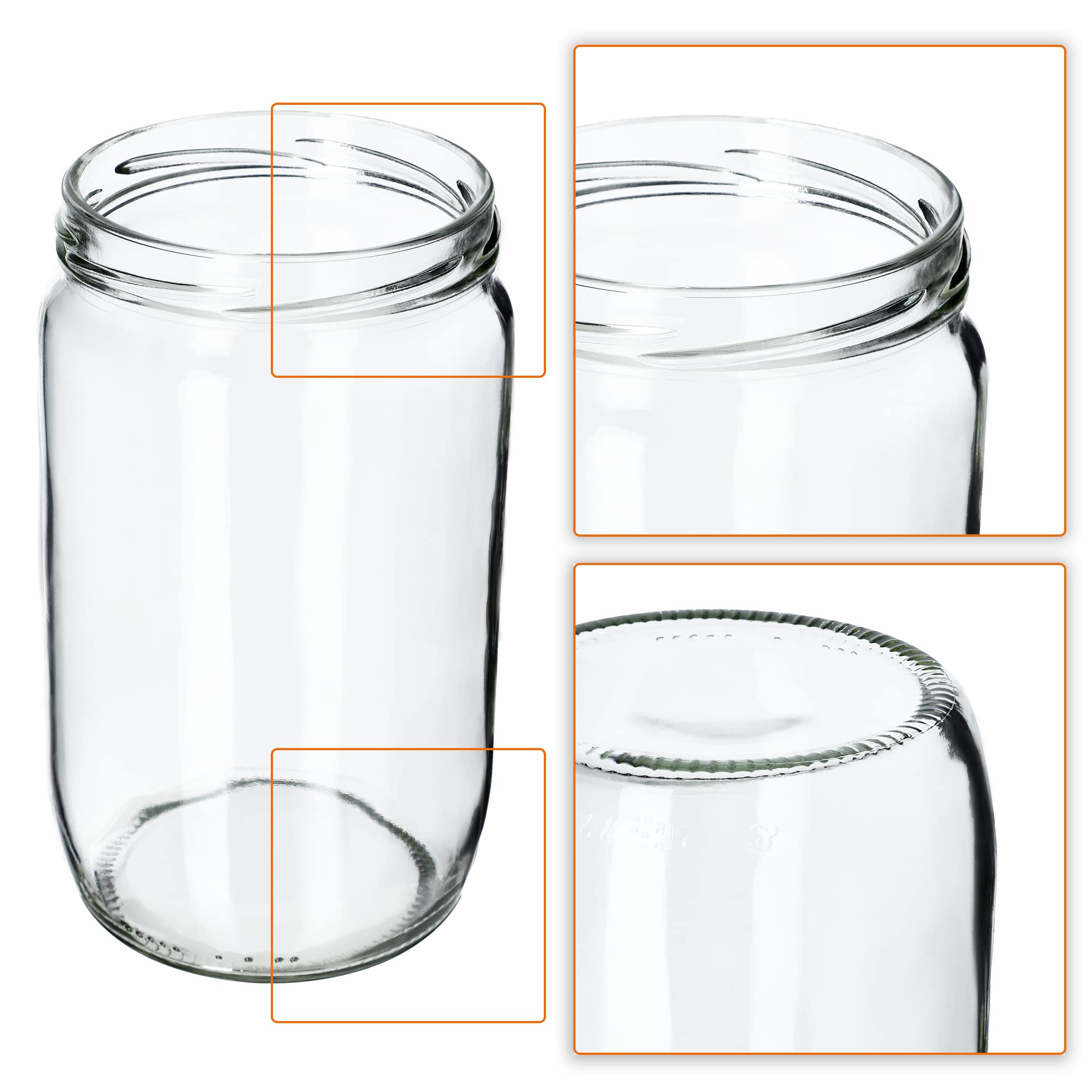 KADAX Set di 48 Grandi barattoli in Vetro 720ml Ø82 prugne – Tappo a Vite ermetico, per Conserve, sottaceti, Verdure lacto-fermentate e marmellate Fatte in casa