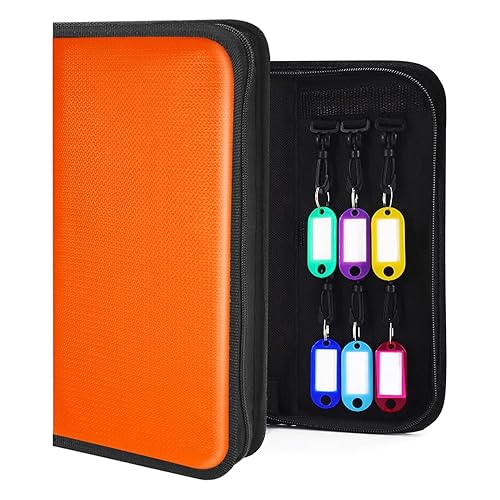 Zippered Key Organizer with 12 Key Hooks & Tags Key