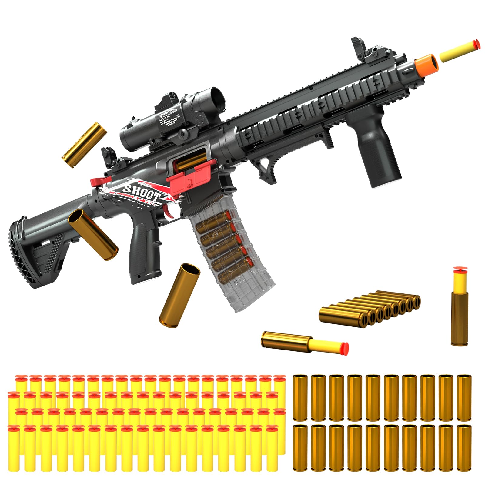 Electric Soft Bullet Toy Gun for Boys, Auto-Manual Shell Ejecting Toy Foam Blasters & Guns with 80 Soft Darts, Shooting Games Educational Toys for 6, 8,12,14+ Kids