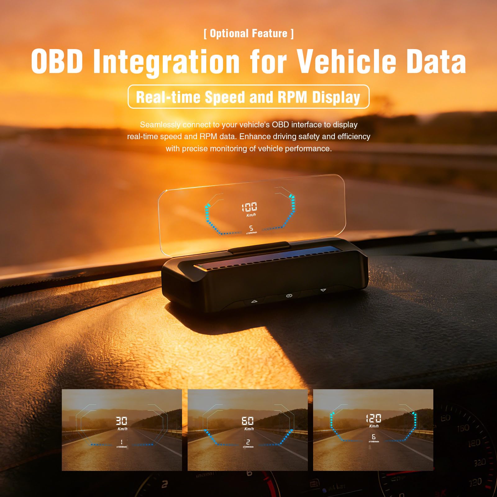 VIVIHUD V3-SE Wireless CarPlay Android Auto Car HUD Head-Up Display Cluster Bildschirm HD Bildreflektor Bluetooth OBD2 GPS Tachometer Plug-and-Play Intelligente Automatische Helligkeit