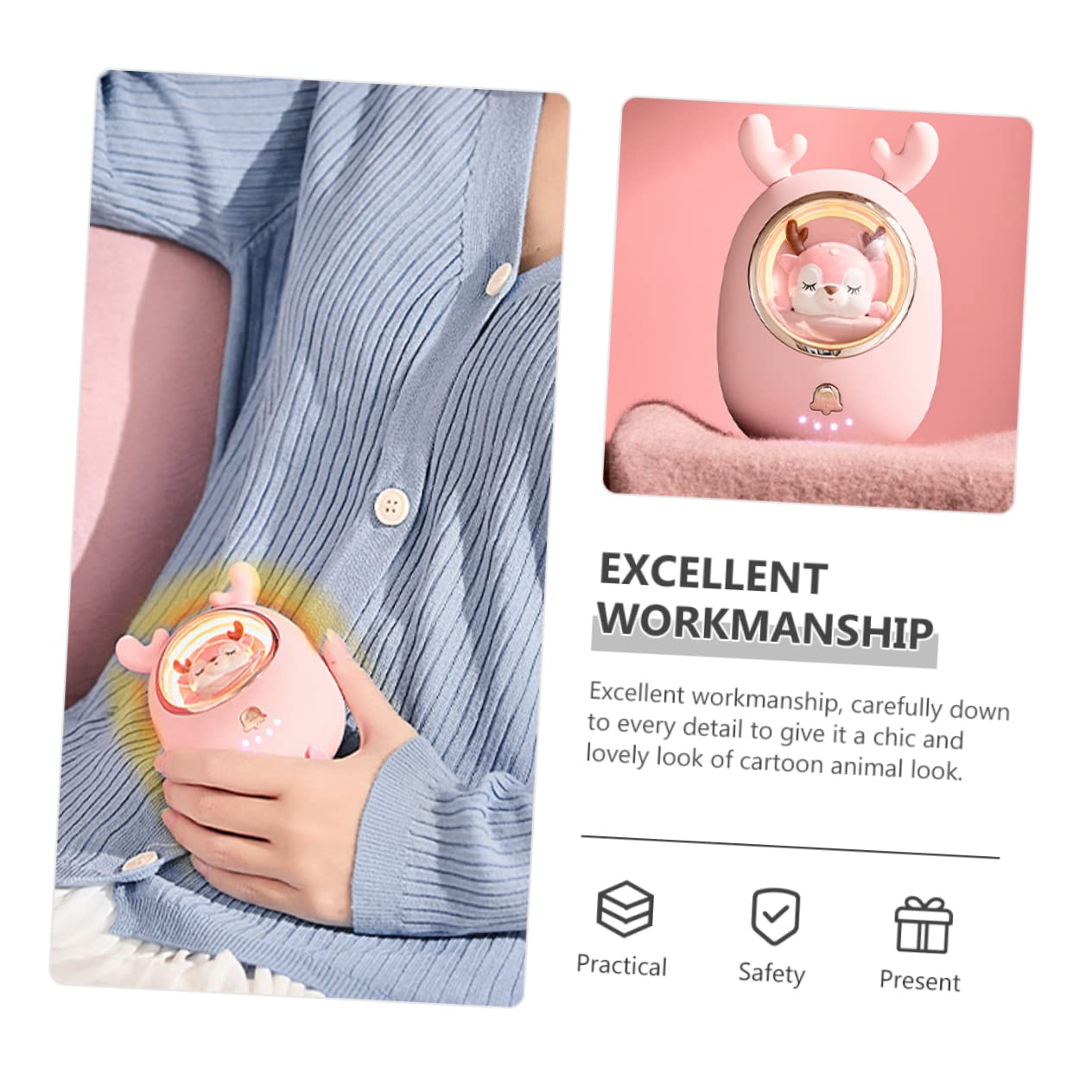 BESPORTBLE 1 Set Alce Caldo Del Bambino Ricaricabile Scaldino Della Mano Mani Calde Scaldini Della Mano Portatile Scaldini Della Mini Tasca Scaldino USB Della Inverno