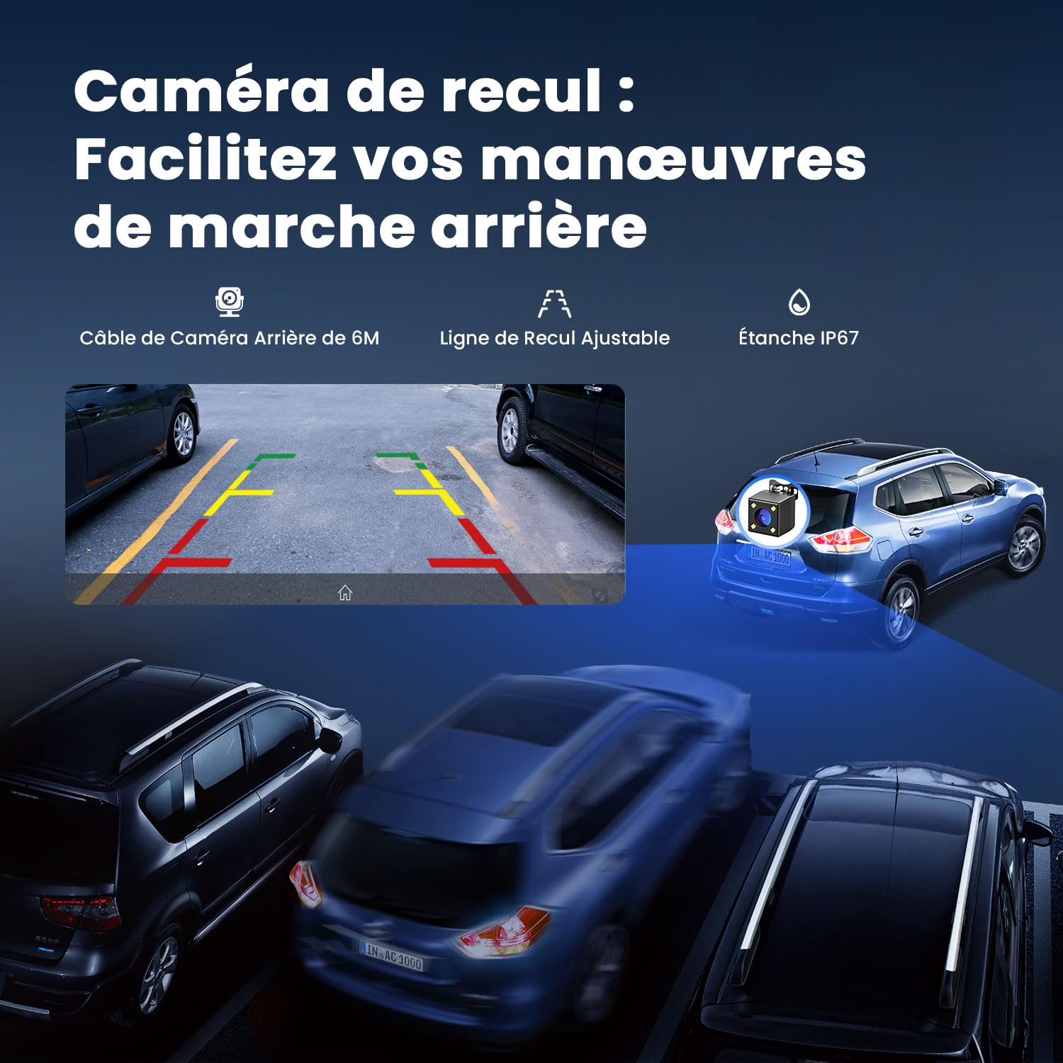 Écran Portable sans Fil 9,26" CarPlay Voiture pour Apple Car Play & Android Auto, Mises à Jour OTA, Caméra de Recul, Mirror Link, Bluetooth 5.0, Commande Vocale, Navigation GPS, FM