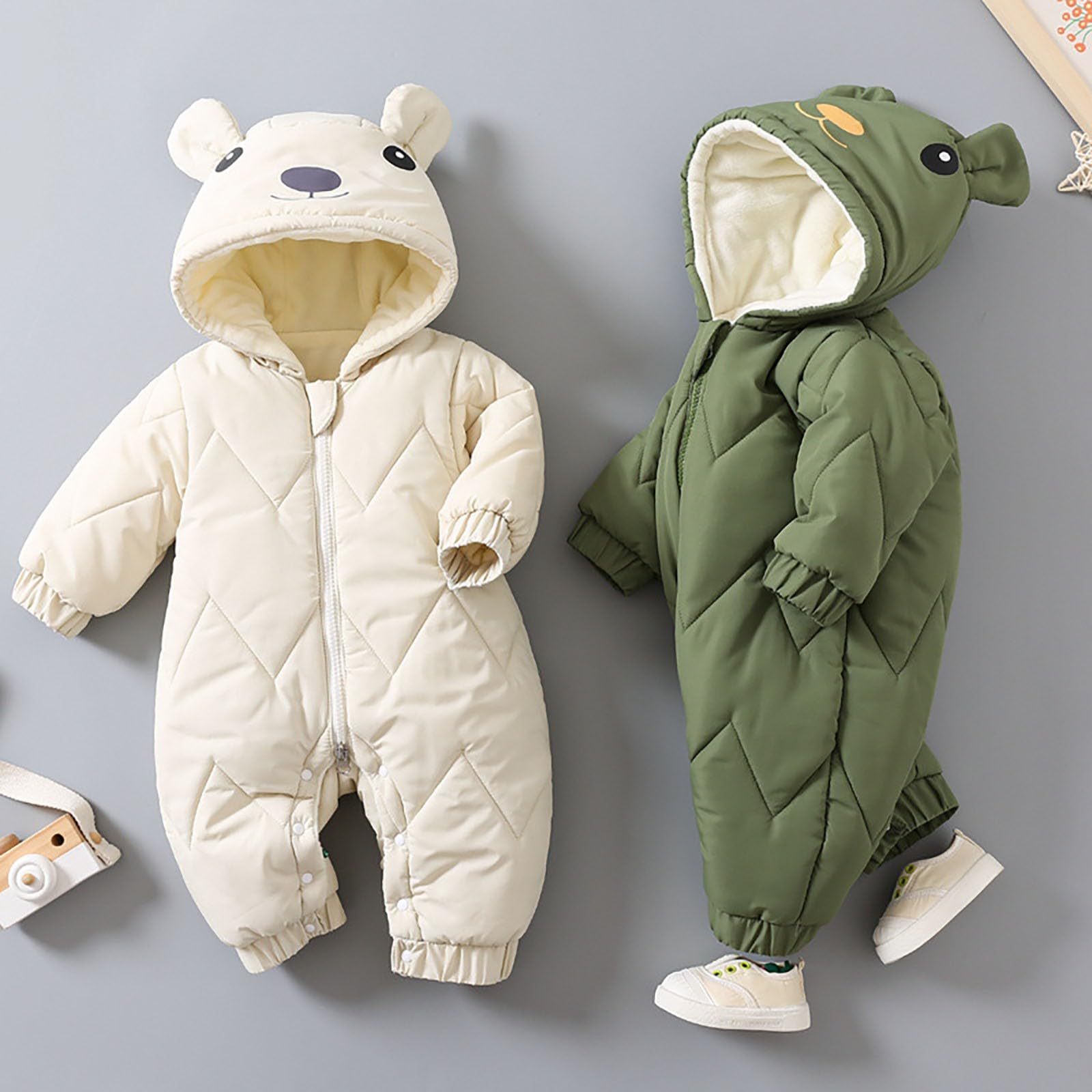 Generisch Bambino Orso Vestito Neonato Inverno Cappotto Caldo Cappuccio Tuta Per Ragazzi