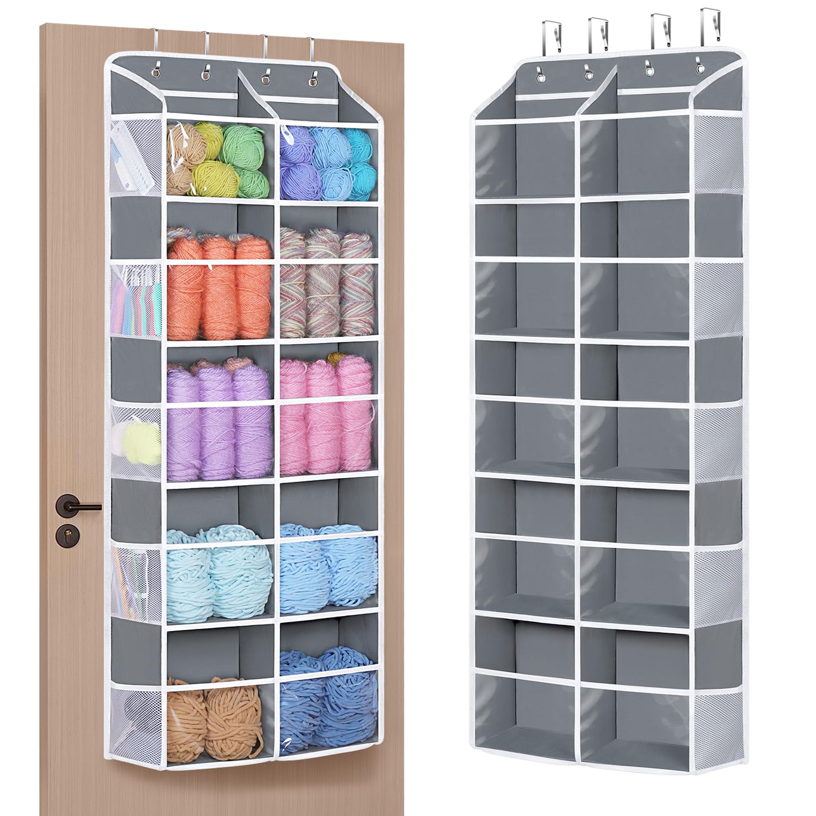 Univivi Hanging Yarn Storage Organizer, 5 Tiers Yarn Organizer, Grey