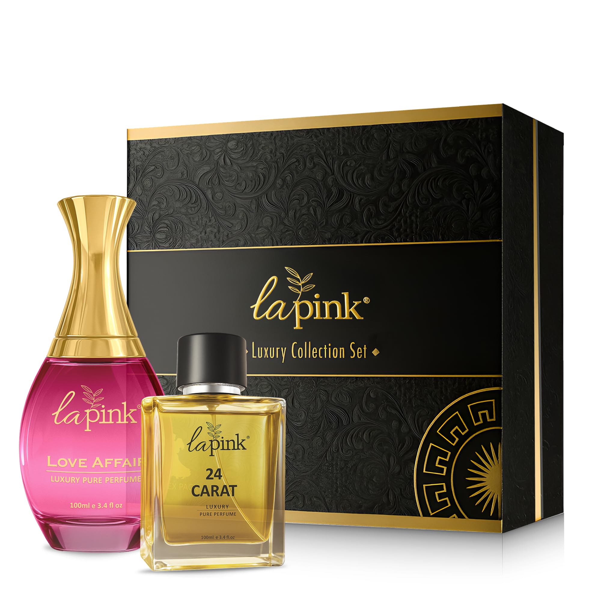 La Pink Love Affair & 24 Carat Pure Perfume Gift Set | Premium Fragrance Gift for Him & Her | Luxury Long Lasting Scent with Sweet, Spicy & Citrus Notes | Ideal Gift for Special Occasions | 100ml each-image-9
