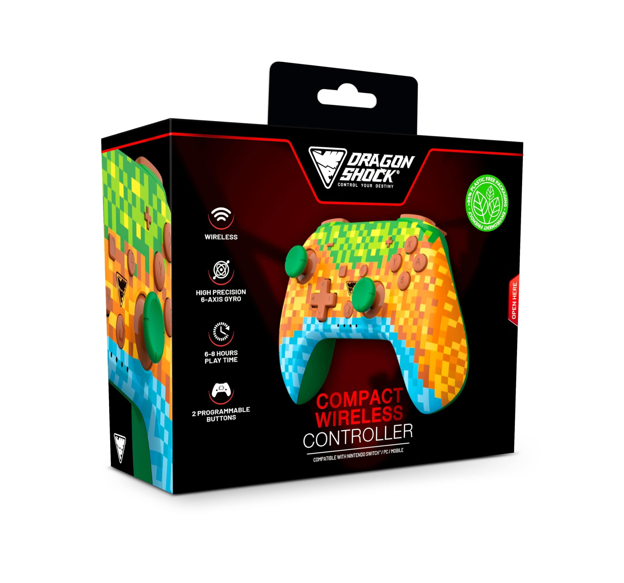 DragonShock PopTop Manette Bluetooth compacte sans fil compatible avec Nintendo Switch et PC Style Cubes/Mindc.2 Style