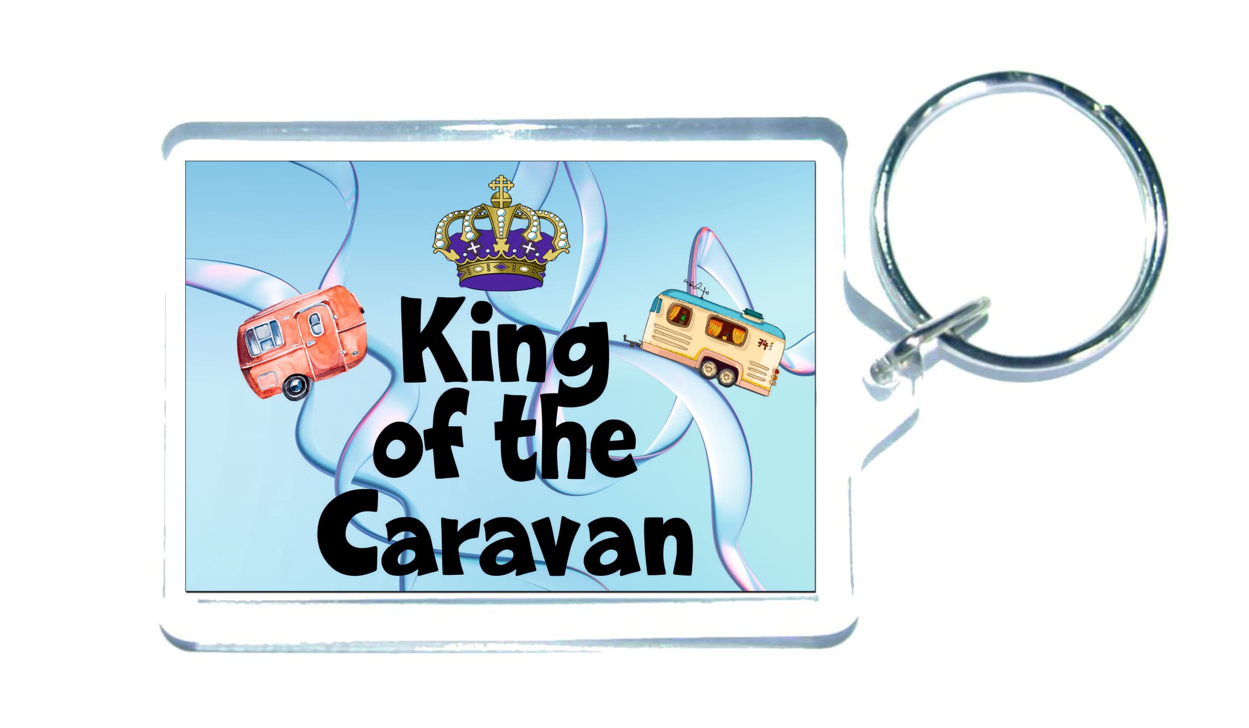 Decalarama Clear Fun Caravan Keyring – King Of The Caravan - Nice Fun Cute Novelty Holiday Present