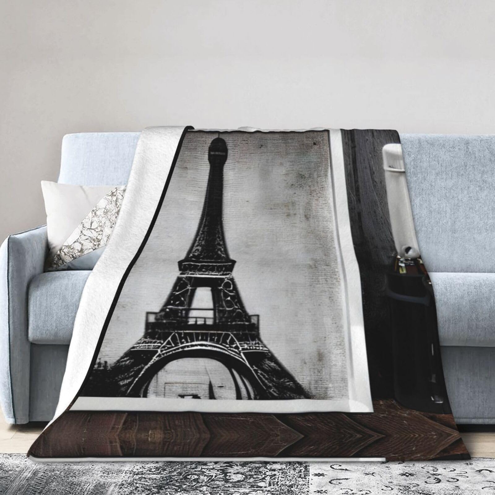 Couverture en flanelle imprimée Tour Eiffel jeté de canapé de qualité