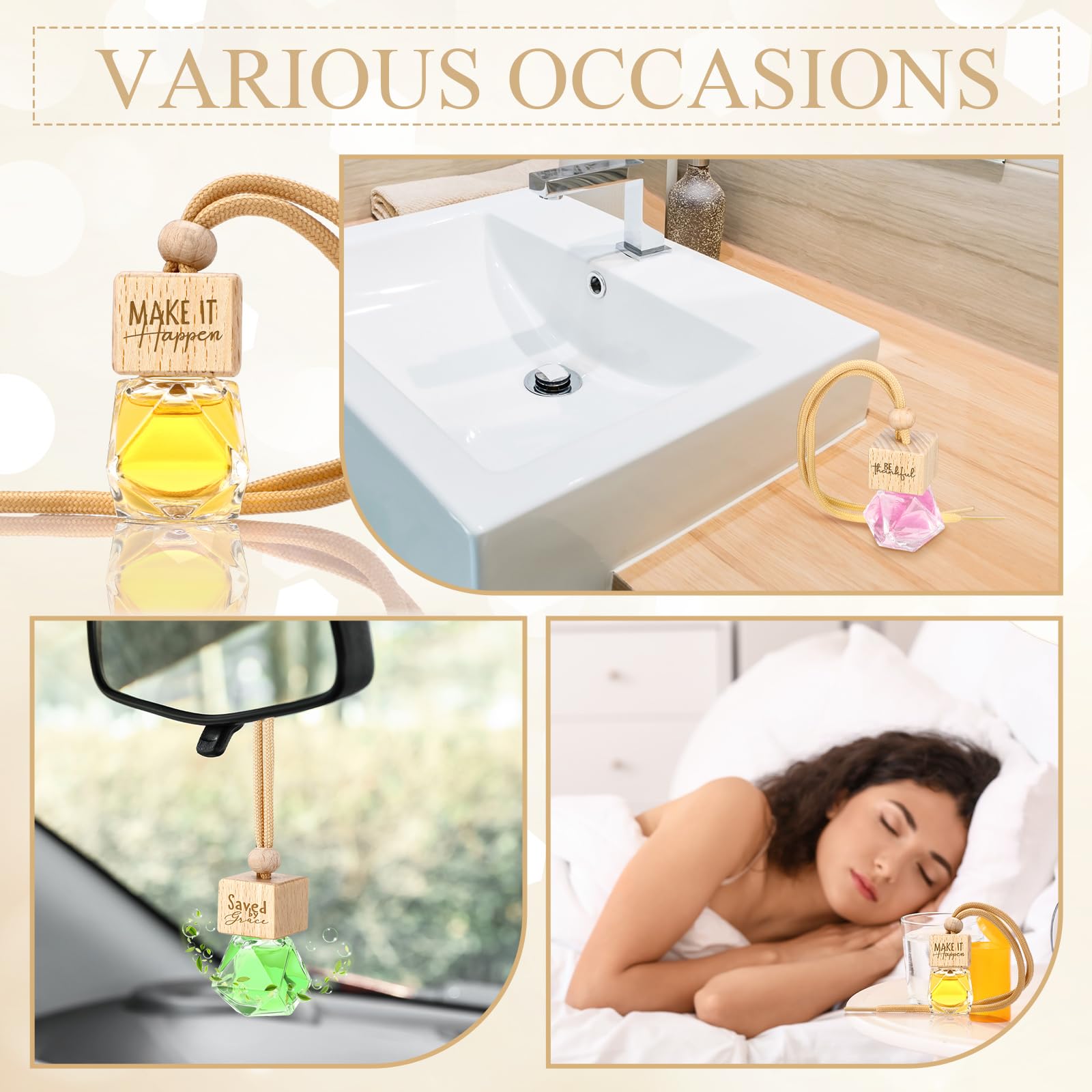 Funnymoom Ambientador de coche de madera vacía, 20 unidades, accesorios cristianos, aceites esenciales, ambientador de coche, agradecimiento a los empleados, regalos para el día de la madre, regalos