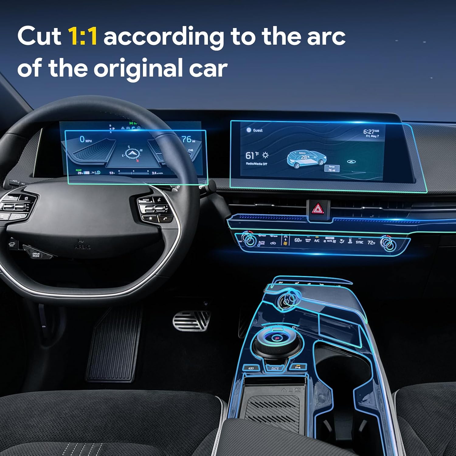 for 2022-2024 Kia EV6 PPF Precut 8.5Mil Car Paint Protective Film TPU HD Film Scratch Protector Interior Accessories
