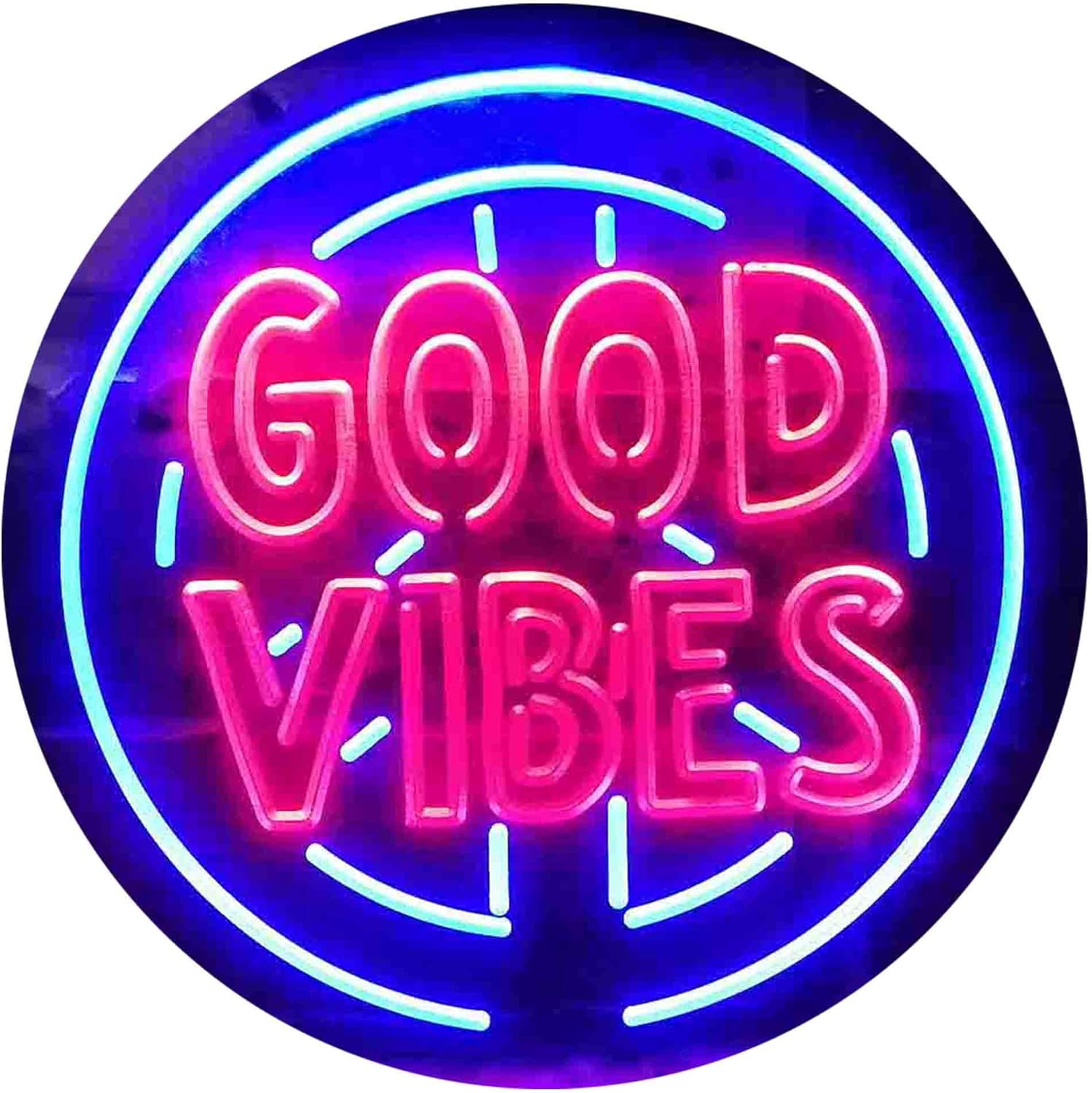 ADVPRO Good Vibes Peace Signal Display Dual Color LED Neon Sign Blue & Red 16" x 12" st6s43-i3595-br