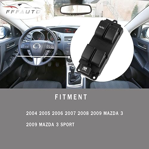 Miniatura 2 de FFFauto Master Driver - Interruptor eléctrico de ventana compatible con Mazda 3,2009 Mazda 3 2009 Sport cerradura de puerta OE BN8F66350A