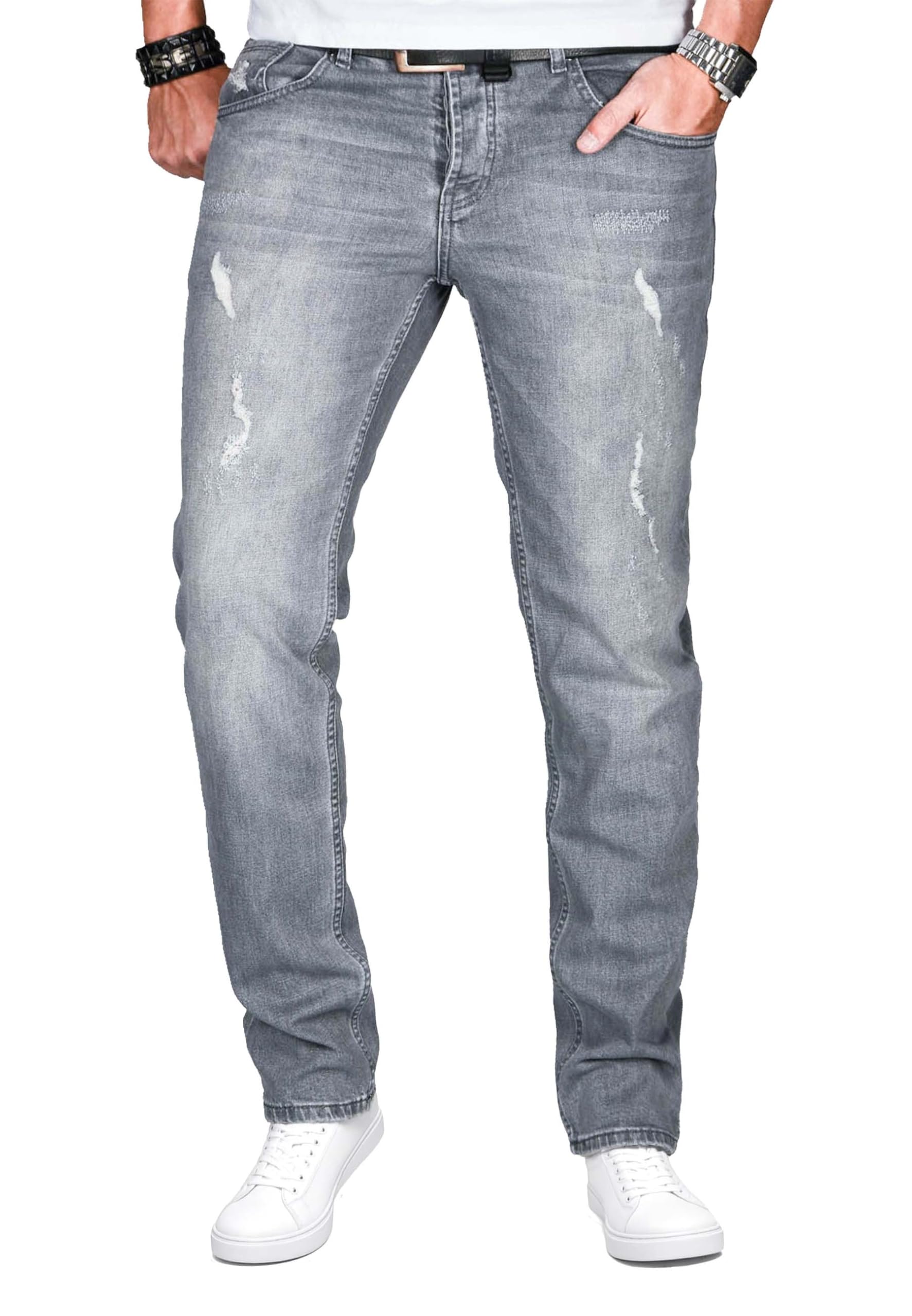 ALESSANDRO SALVARINI Męskie dżinsy Slim Fit Denim Stretch Jeans spodnie jeansowe