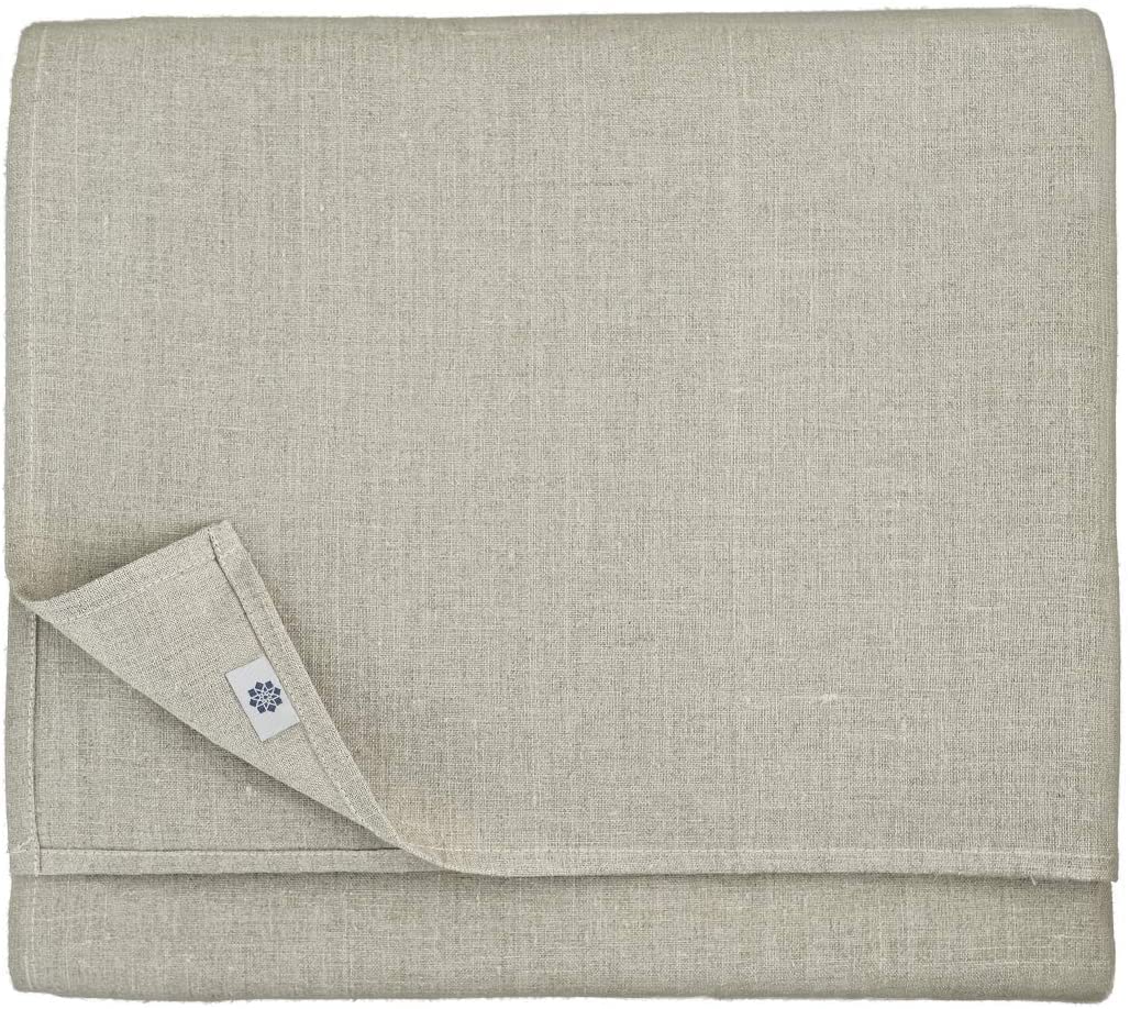 Linen & Cotton Elegante Festliche Tischdecke Stoff Anabella - 100% Leinen, Beige/ Natur (147 x 147 cm) Tischtuch Tischwäsche Rechteckig für Restaurant Hotel Cafe Deko Hochzeit Geburtstag Party Fest