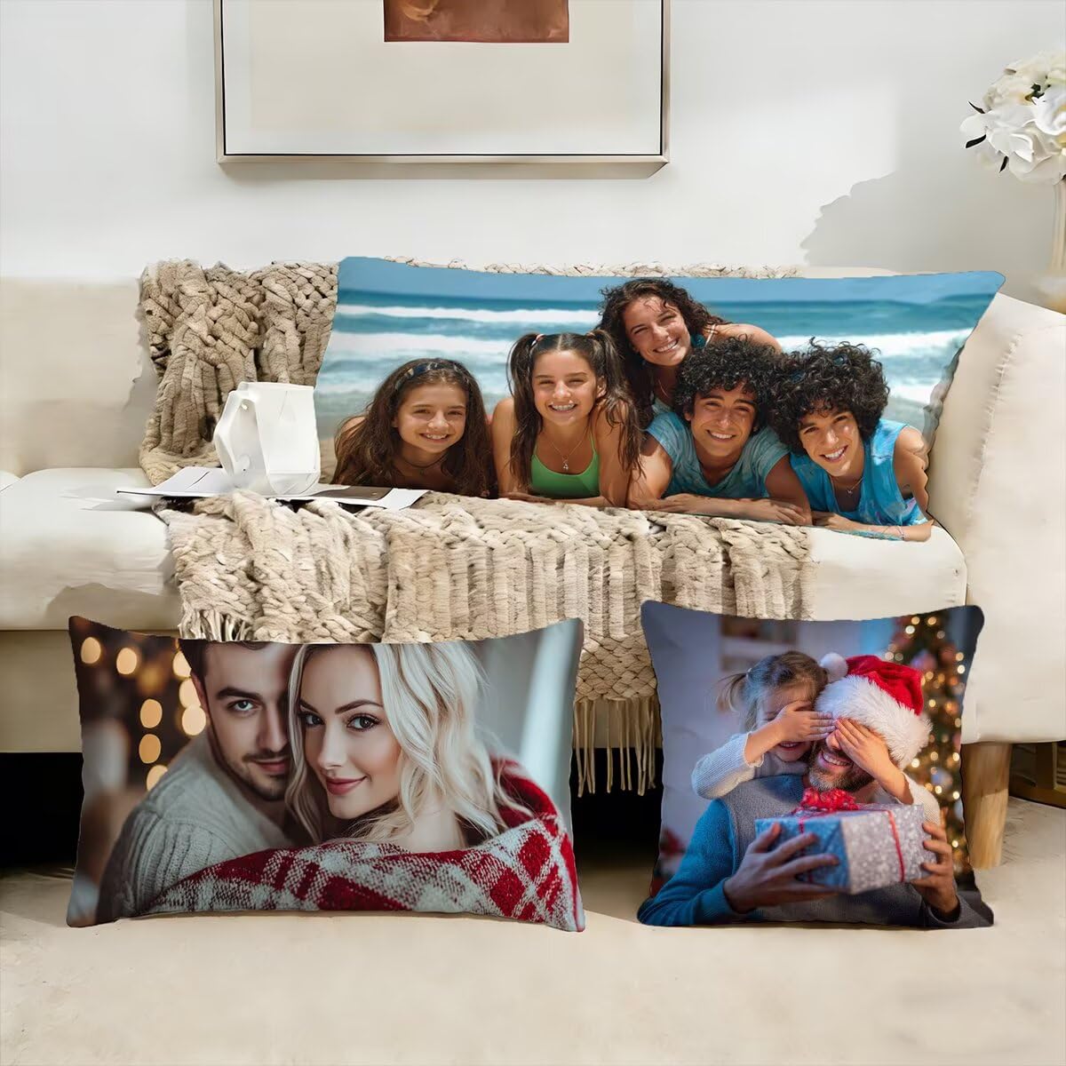 Taie d'oreiller 60x180,Coussin Personnalisé Couverture de Coussin Lavable avec 2 Sides Photo & Texte,Cadeau Personnalisable pour Décoration Chambre Noël,pour Mariage,Saint-Valentin,Anniversaire 0o-13