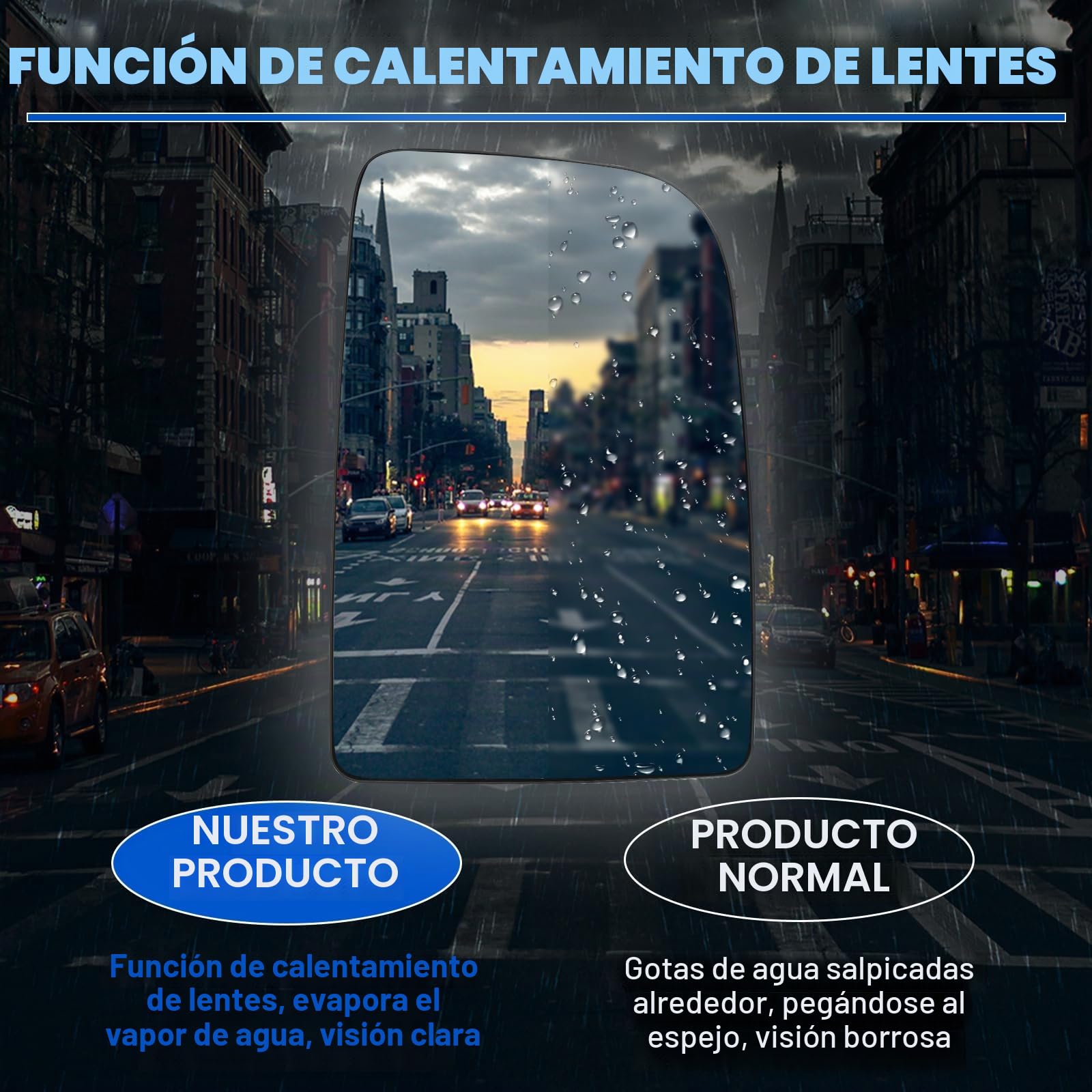 Cristal de Espejo reemplazar para Mercedes Sprinter 2006-2018, Retrovisor Exterior Ajustable Adecuado, Lente de Marcha Atrás (Derecha)