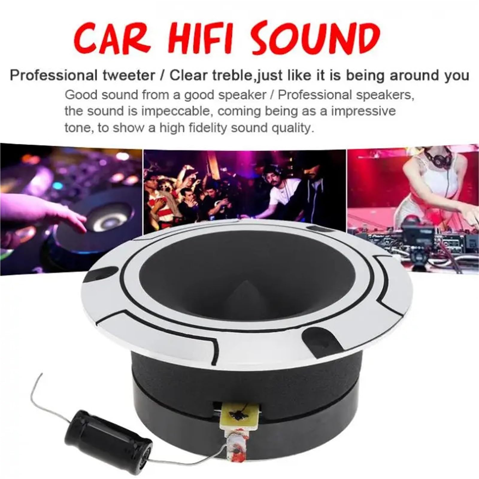 Tweeters para Coche 2 tweeters de Bala de Aluminio de 4 Pulgadas, 150 W, 6 ohmios, con Condensador para estéreo de vehículo, Modificado. Altavoces de Coche