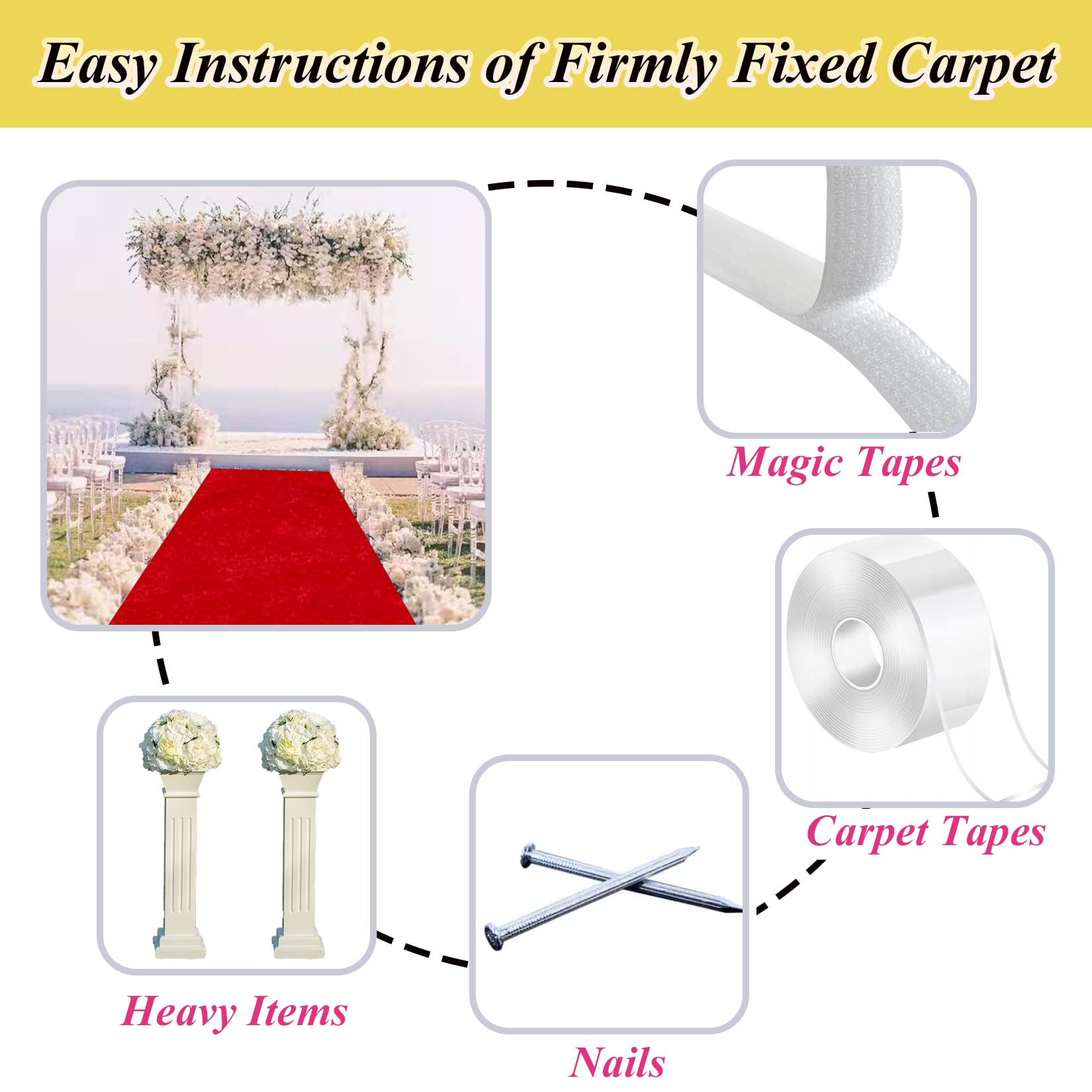 Red Carpet Runner for Party 2FTx15FT Wedding Aisle Runner for Ceremony