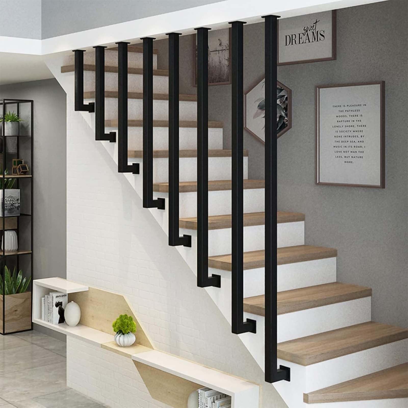 Garde-corps industriel en fer forgé pour escaliers intérieurs 30 150 cm avec kit d'installation idéal pour lofts et villas