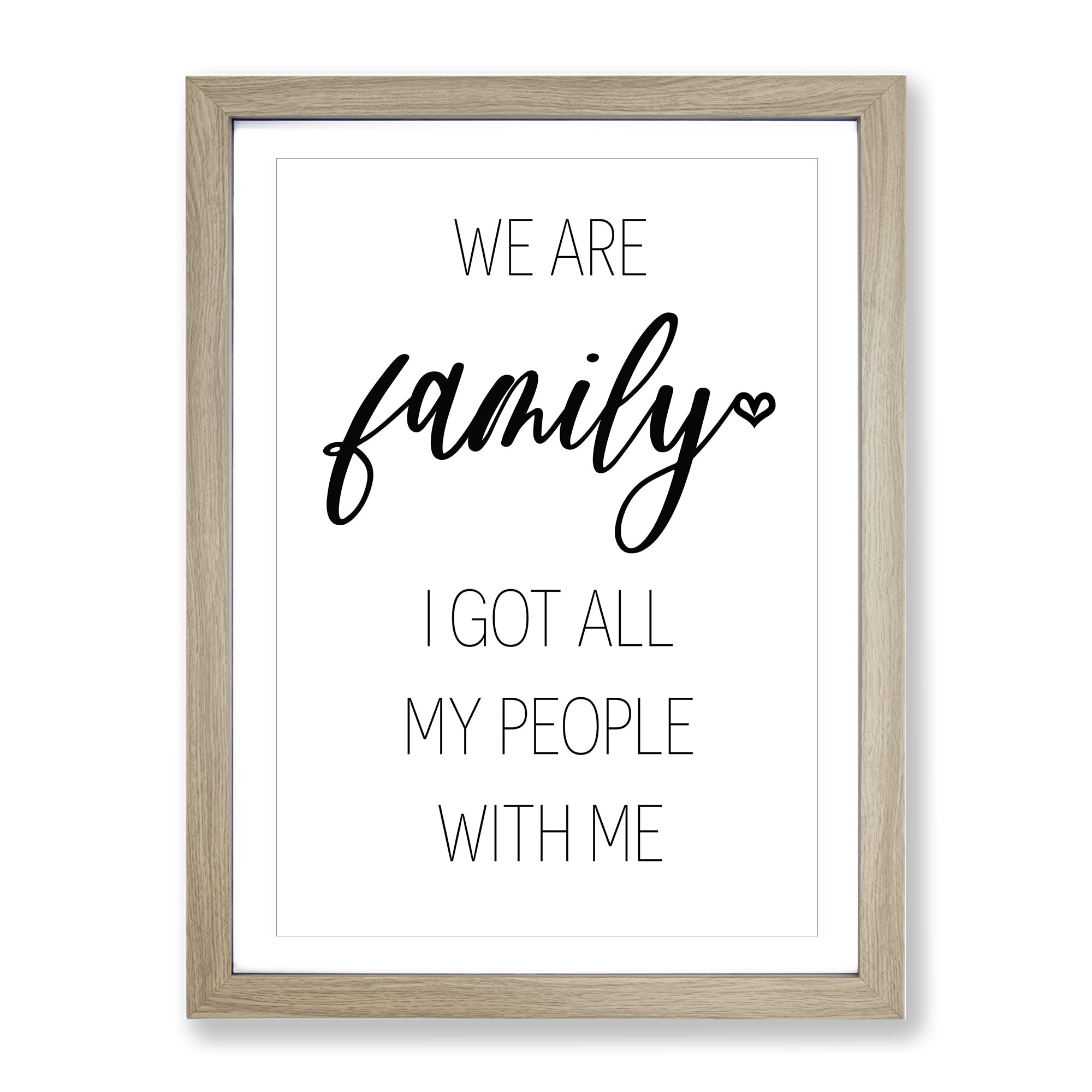 We Are Family Typography Quote Framed Wall Art Print, Ready to Hang Picture for Living Room Bedroom Home Office Décor