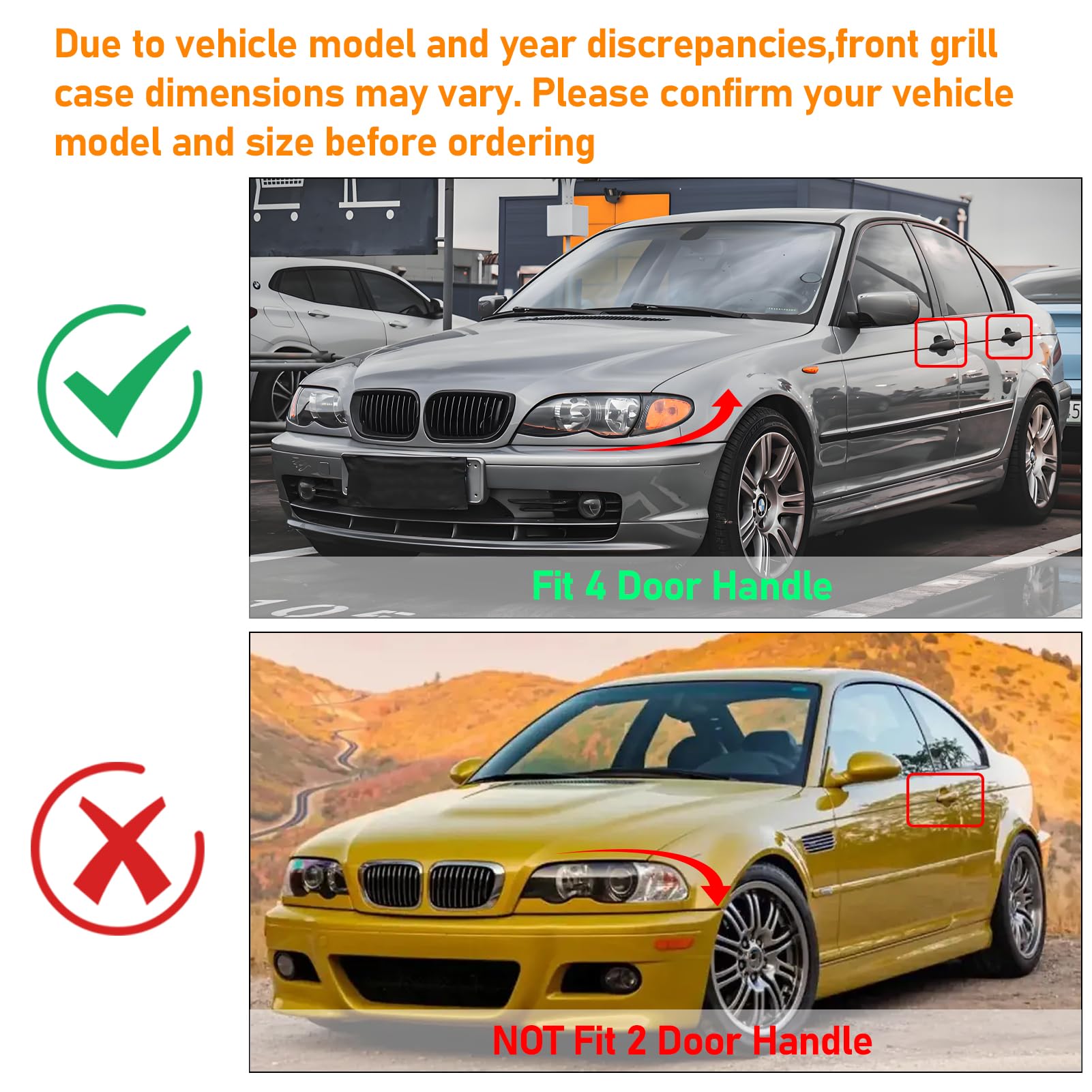 2 PCS Kompatibel mit BMW 3er E46 LCI Nieren Schwarz 2002-2005 Kühlergrill 4 Door 4D，Kühlergrill Streifen für 3er E46 318i 320i 325i 330i Radiator Grille- Schwarz