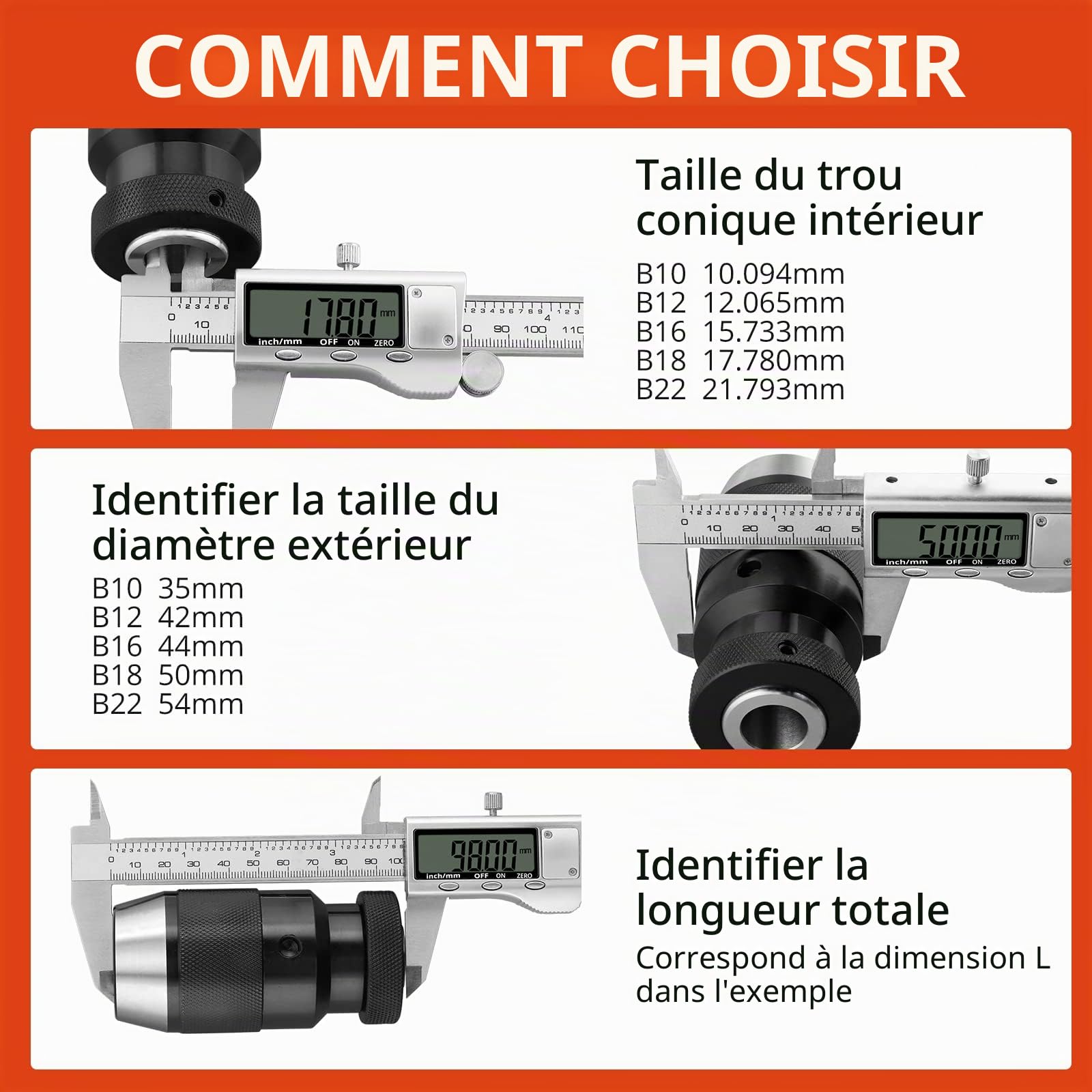GETLITOOL Mandrin de Perçage de Tour sans Clé à Serrage Automatique 1-16mm Super Précis MT3 -B18 Arbre pour tour MK3