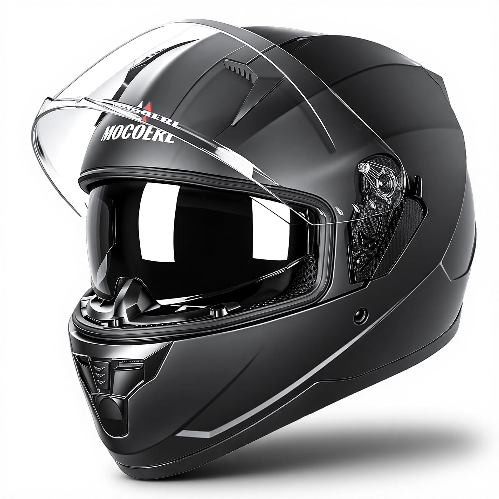 Integralhelm mit Sonnenblende | Motorradhelm Integralhelme | Motorradhelm Integralhelm Mofahelm ECE 22.06 | Kinn- & Kopfbelüftung | für Damen und Herren | Schwarz