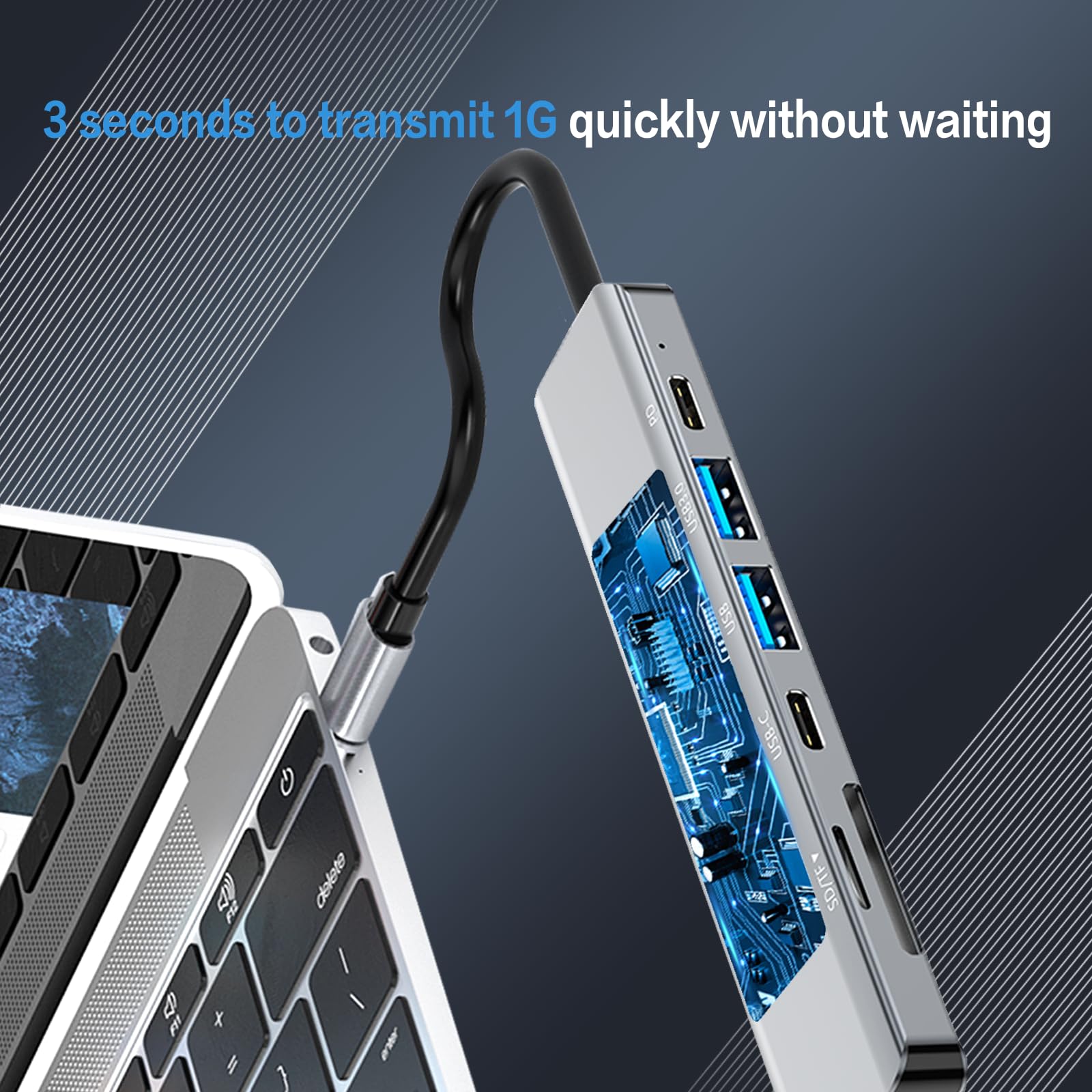 Hylikes USB C Hub,USB C Multiport Adapter,USB hub with hdmi,4K HDMI Out, 87W PD Charging, USB3.0 5 Gbps Data Ports, TF and SD Card Reader, for MacBook Air, MacBook Pro, XPS, and More