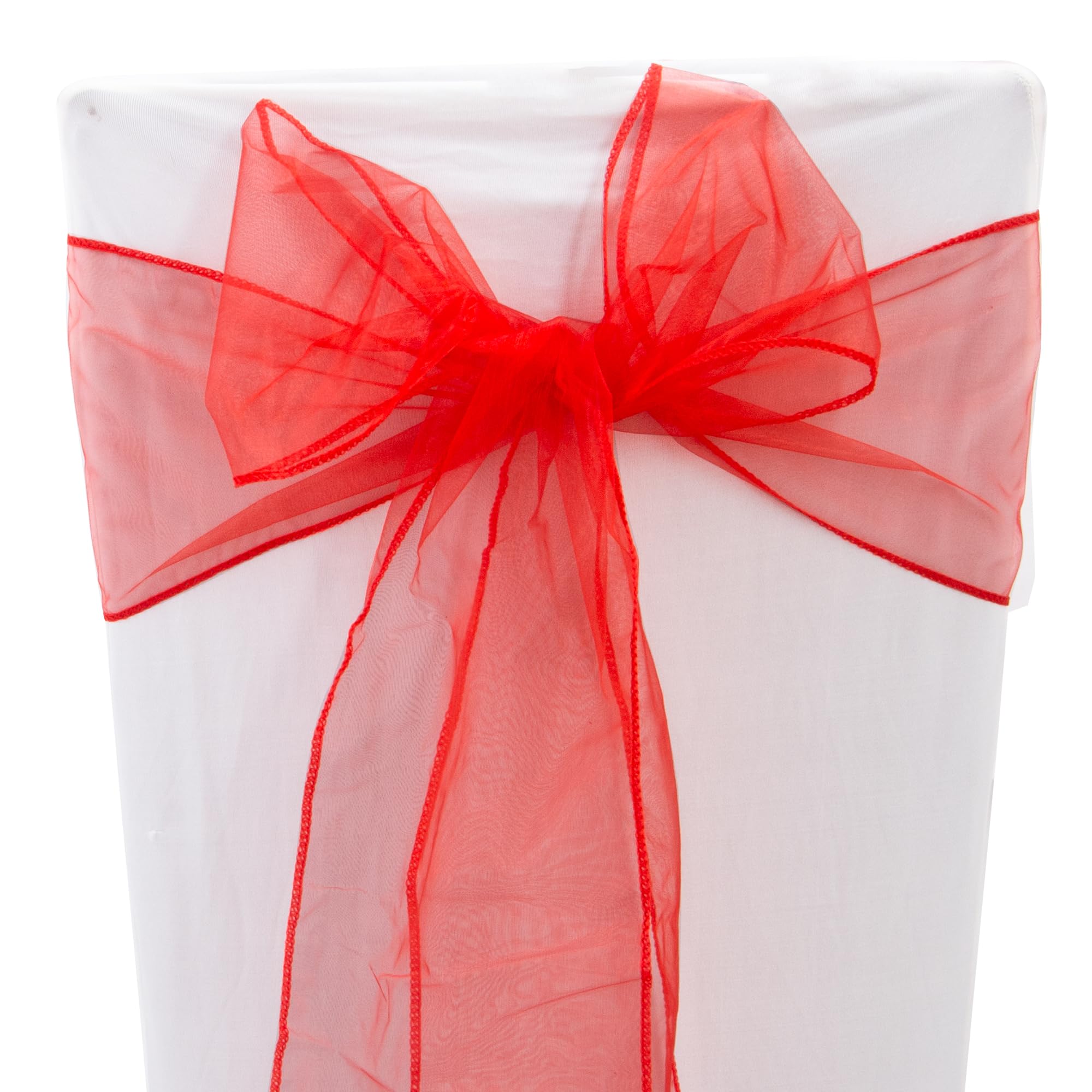 Time to Sparkle 80PCS 17x280cm Organza Chair Sashes Wider Fuller Cover Party Decoration Bow Sashes for Wedding -Red