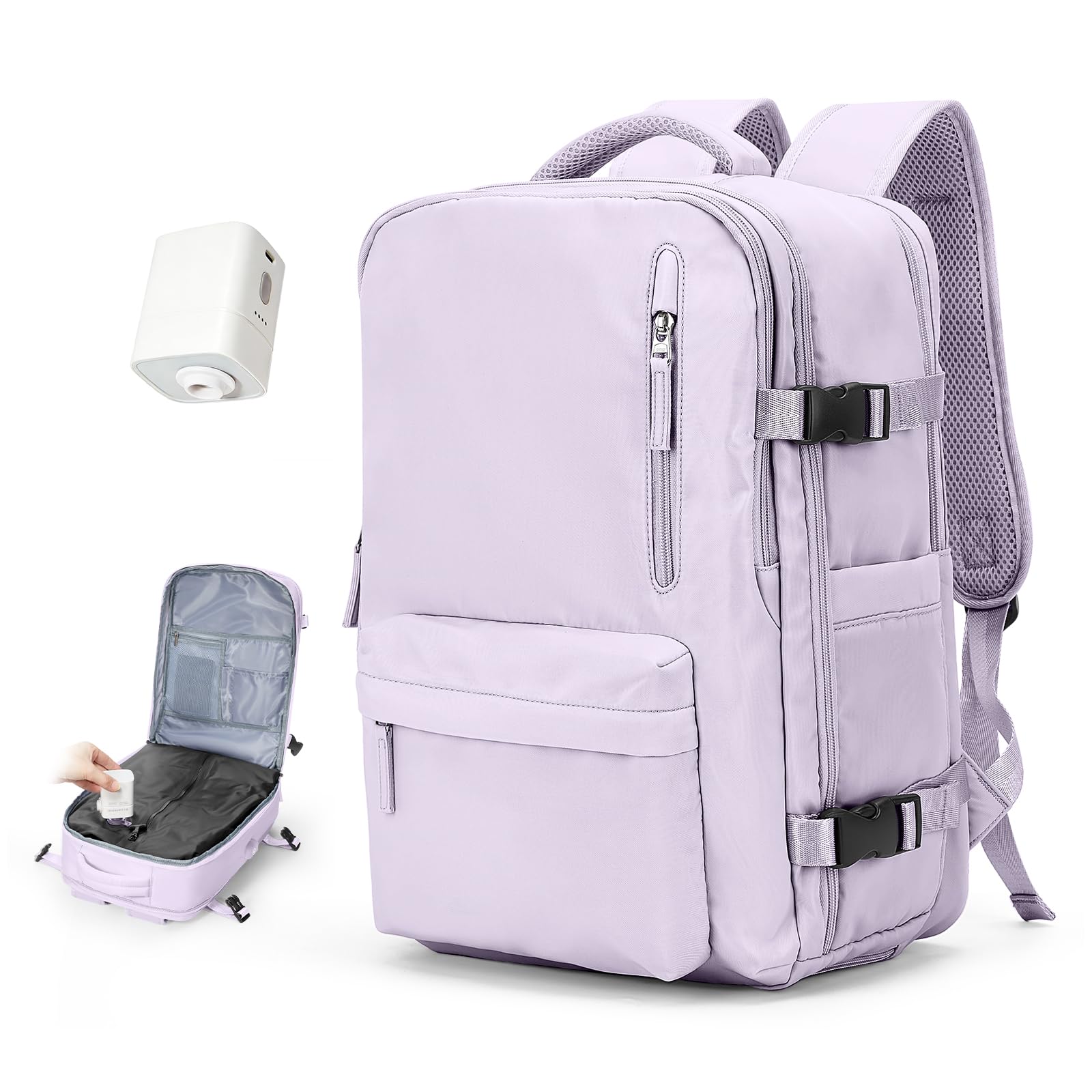Cabin Bags for Travel, Underseat Carry on Hand Luggage Backpack for Women Airplane Approved Travel Backpack Personal Item Travel Bag 14 inch Laptop Backpack for Business Casual Work Beige — view 51