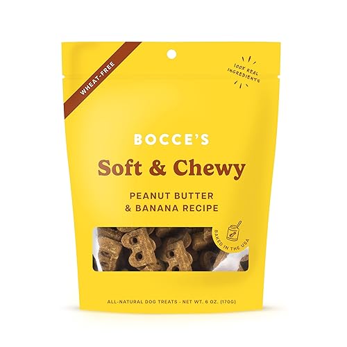 Bocce's Bakery Oven Baked PB & Banana Recipe Treats for Dogs, Wheat-Free Everyday Dog Treats, Real Ingredients, Baked in The USA, All-Natural Soft & Chewy Cookies, Peanut Butter & Banana, 6 oz - Peanut Butter & Banana - 6 Ounce (Pack of 1)