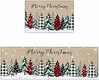 Vista 21 de Alfombras de cocina de Navidad, absorbentes, antideslizantes, para piso, muñeco de nieve, rojo y negro, a cuadros, alfombras y tapetes pequeños