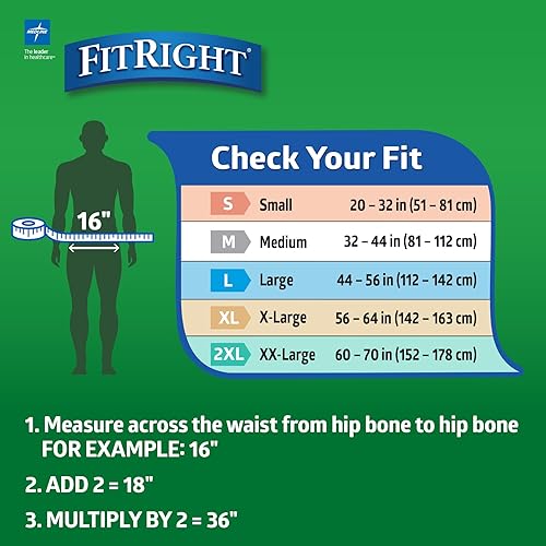 Miniatura 4 de Medline FitRight Ultra Adultos pañales de incontinencia desechables con pestañas pesas de absorción grandes 48 -58 4 paquetes de 20 80 en total