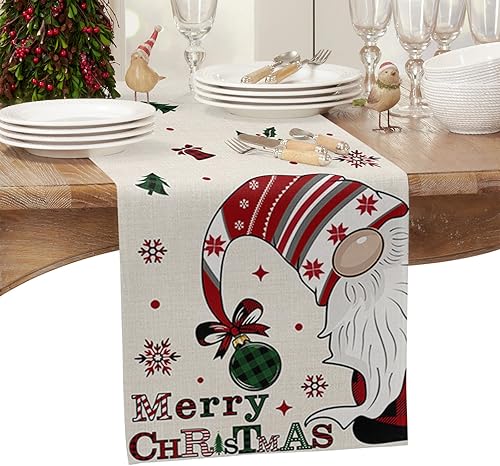 Miniatura 2 de Camino de mesa de gnomo de Papá Noel, árbol de Navidad, copos de nieve, elemento de invierno, bufandas, cocina, comedor, caminos de mesa para