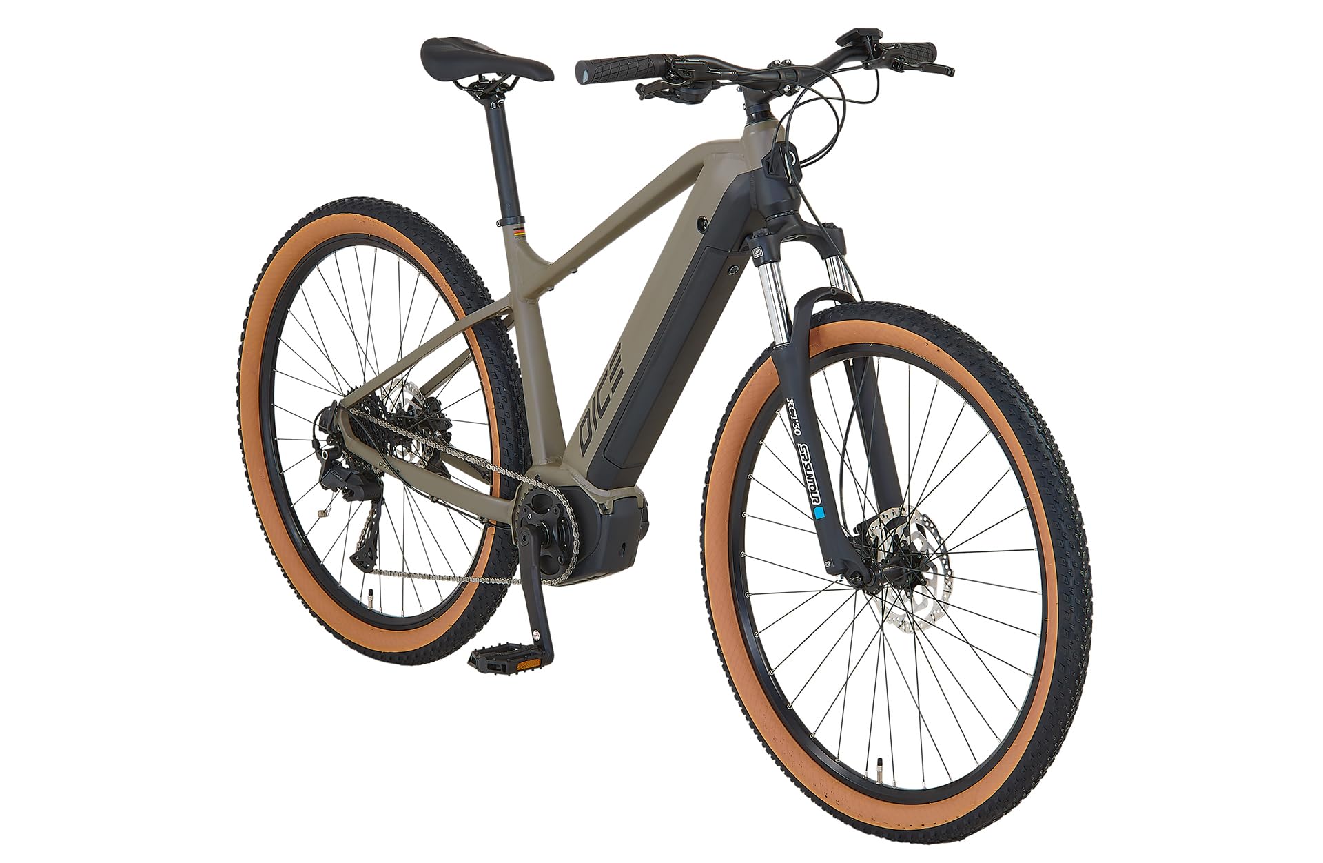 Prophete DICE 3.0 E-MTB 29" – AEG 36V Mittelmotor 250W, Shimano 10-Gang Kettenschaltung, 110 km Reichweite, Suntour XCT Federgabel, Hydraulische Scheibenbremsen, MTB Sattel, Grau/Schwarz