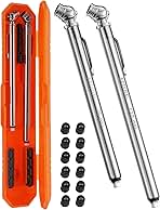 AstroAI Pencil Tire Pressure Gauge 2 Pack (10-75PSI, 10-120PSI ±2% Span), Valve Caps with Case, Stainless Steel Body, and Metal Made Nozzle 3 Measurements for Cars, Bikes, Vehicles, Pickups