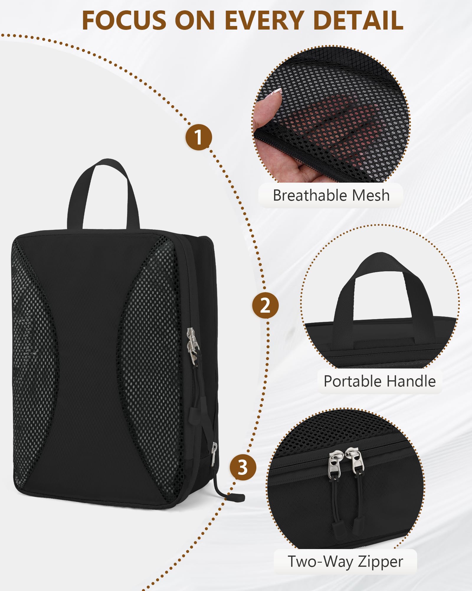 Anjing Lot de 10 cubes de rangement de compression, organiseurs de bagages, sacs de rangement extensibles pour valises, cubes de rangement de voyage pour essentiels de voyage, noir